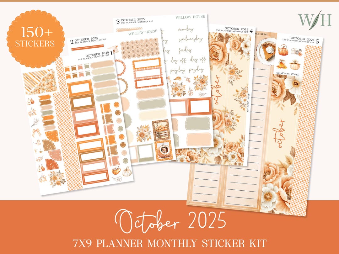 October 2025 7x9 Monthly Planner Sticker Kit – Erin Condren & Happy ...