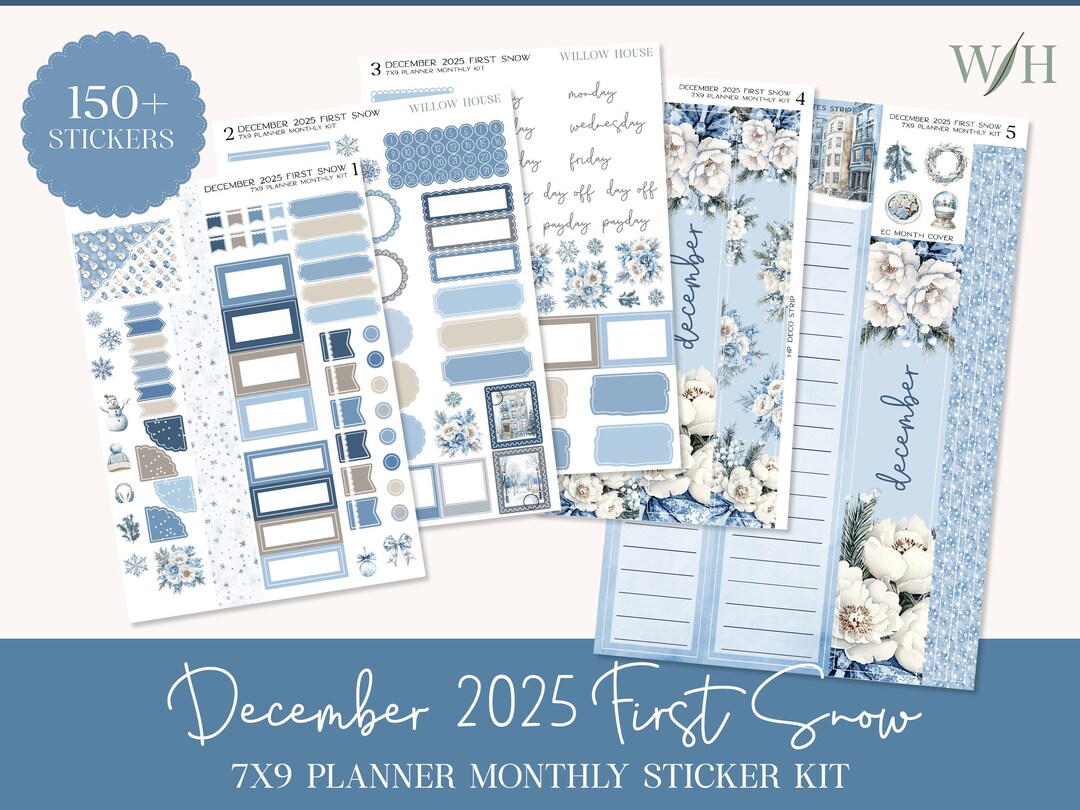 December 2025 First Snow 7x9 Monthly Planner Sticker Kit – Erin Condren ...