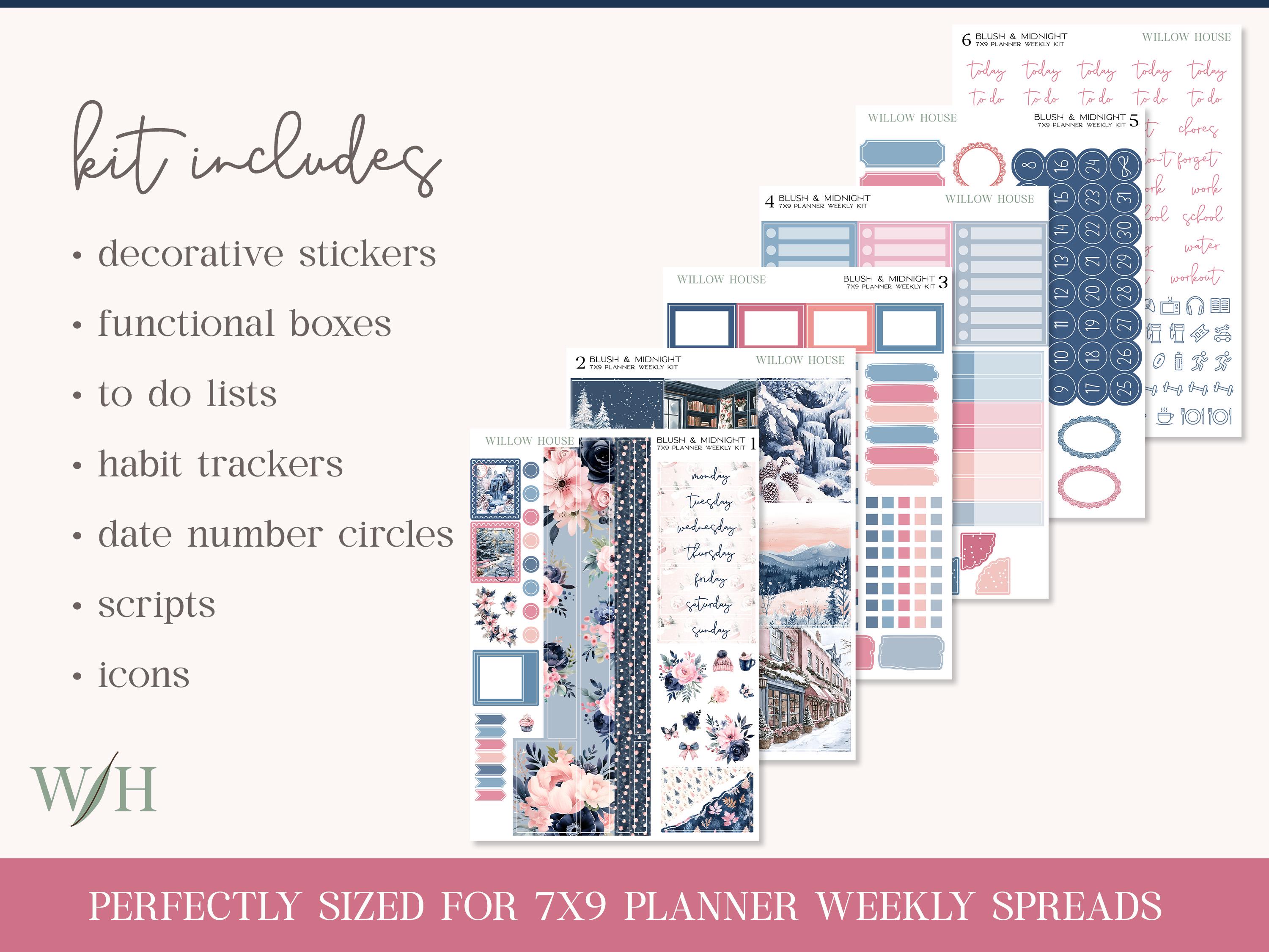 Blush and Midnight 7x9 Weekly Planner Sticker Kit – Erin Condren ...