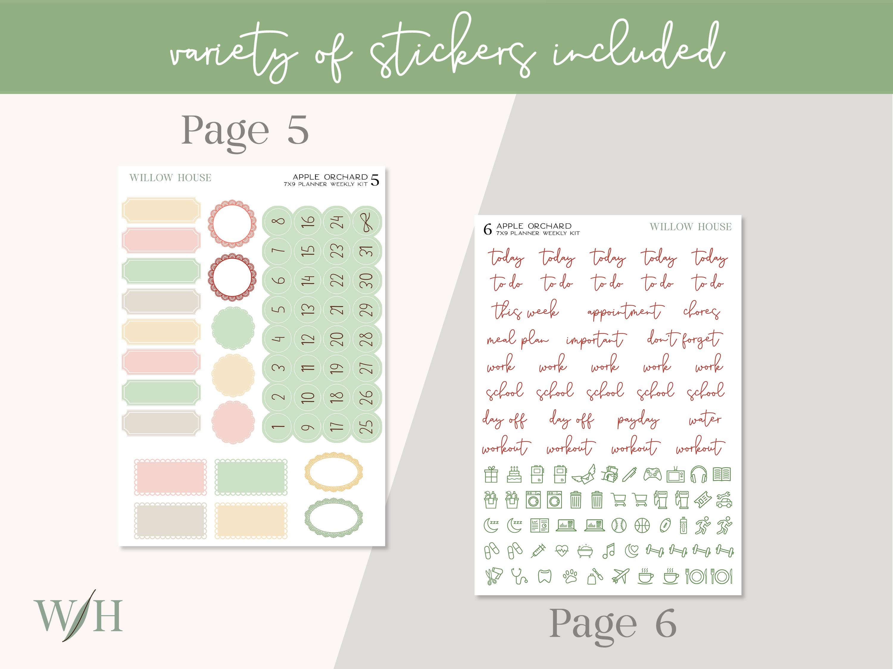 Apple Orchard 7x9 Weekly Planner Sticker Kit – Erin Condren & Happy ...