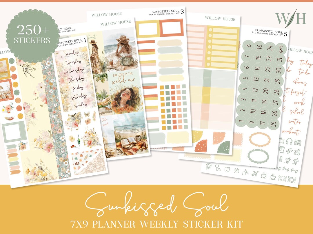 7x9 Weekly Planner Sticker Kit – Sunkissed Soul – Erin Condren & Happy ...