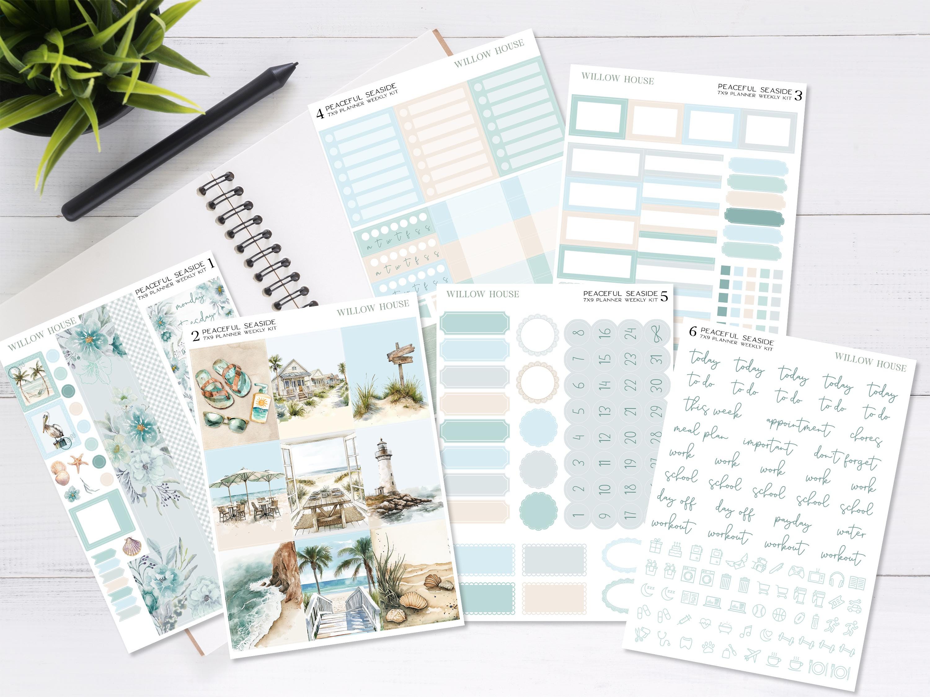 Peaceful Seaside 7x9 Weekly Planner Sticker Kit – Erin Condren & Happy ...