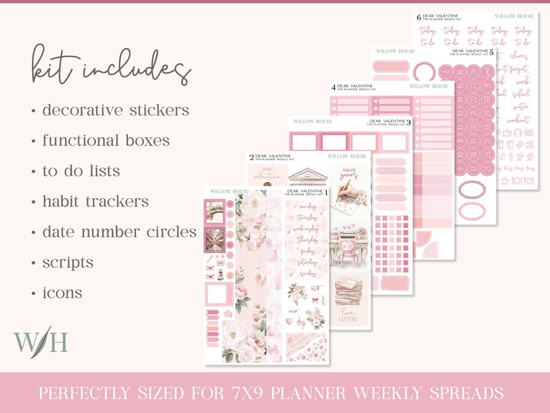 Dear Valentine 7x9 Weekly Planner Sticker Kit – Erin Condren & Happy ...