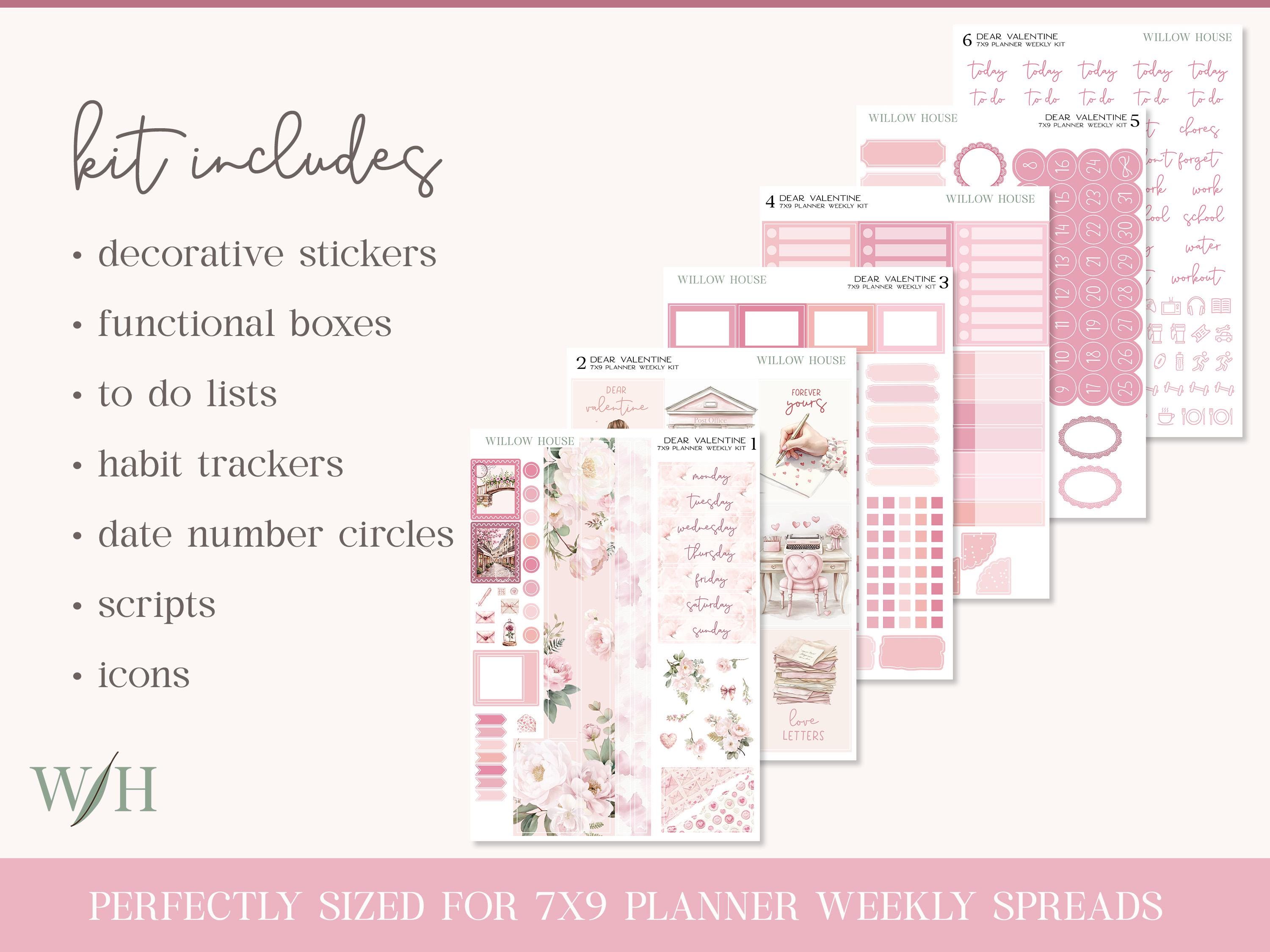 Dear Valentine 7x9 Weekly Planner Sticker Kit – Erin Condren & Happy ...