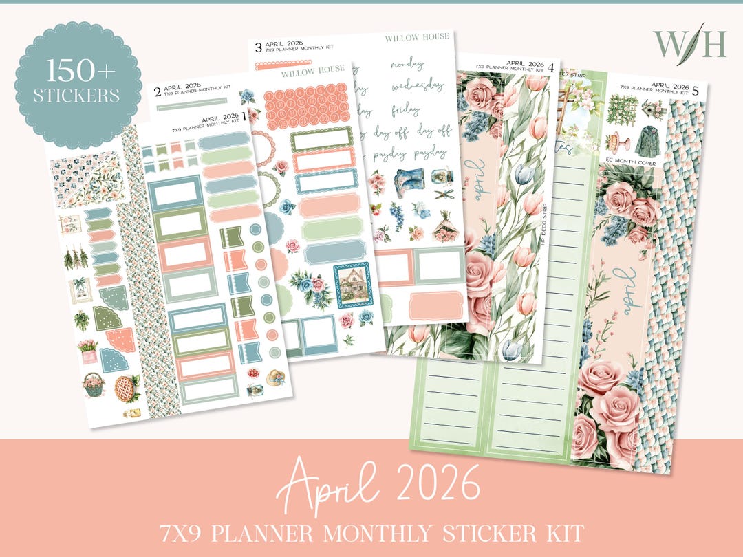 April 2026 7x9 Monthly Planner Sticker Kit – Erin Condren & Happy ...