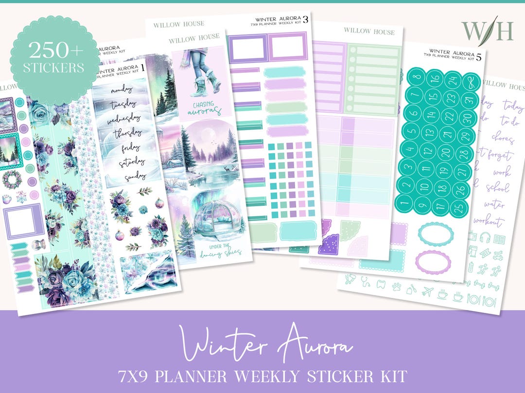 Winter Aurora 7x9 Weekly Planner Sticker Kit – Erin Condren & Happy ...