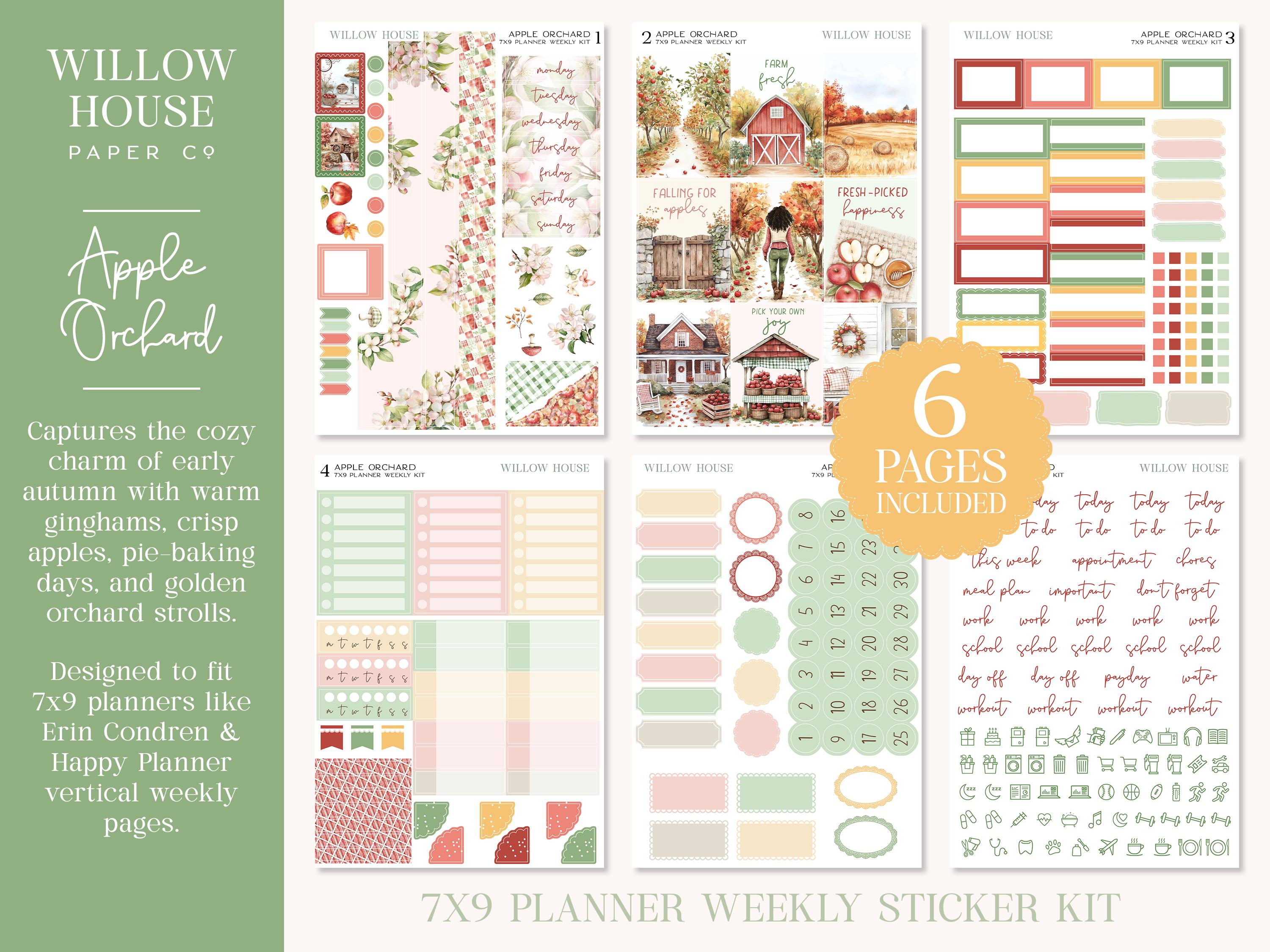 Apple Orchard 7x9 Weekly Planner Sticker Kit – Erin Condren & Happy ...