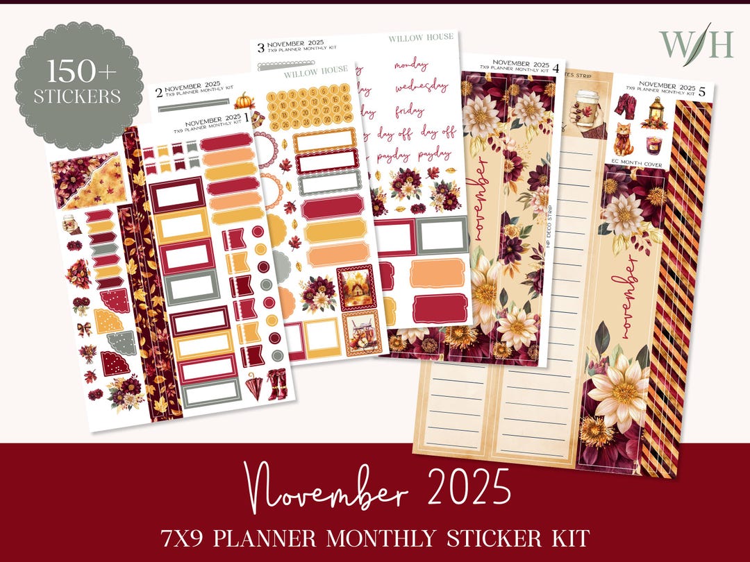 November 2025 7x9 Monthly Planner Sticker Kit – Erin Condren & Happy ...