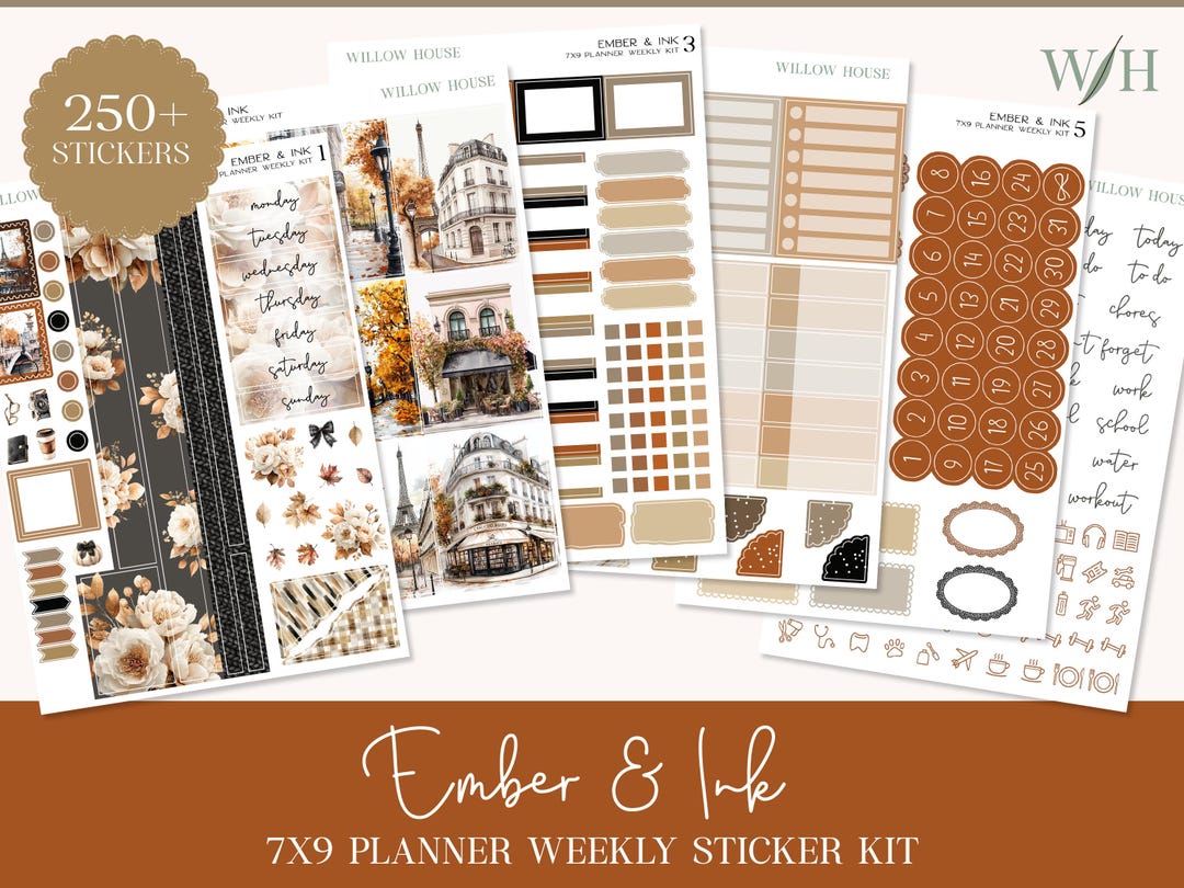 Ember and Ink 7x9 Weekly Planner Sticker Kit – Erin Condren & Happy ...