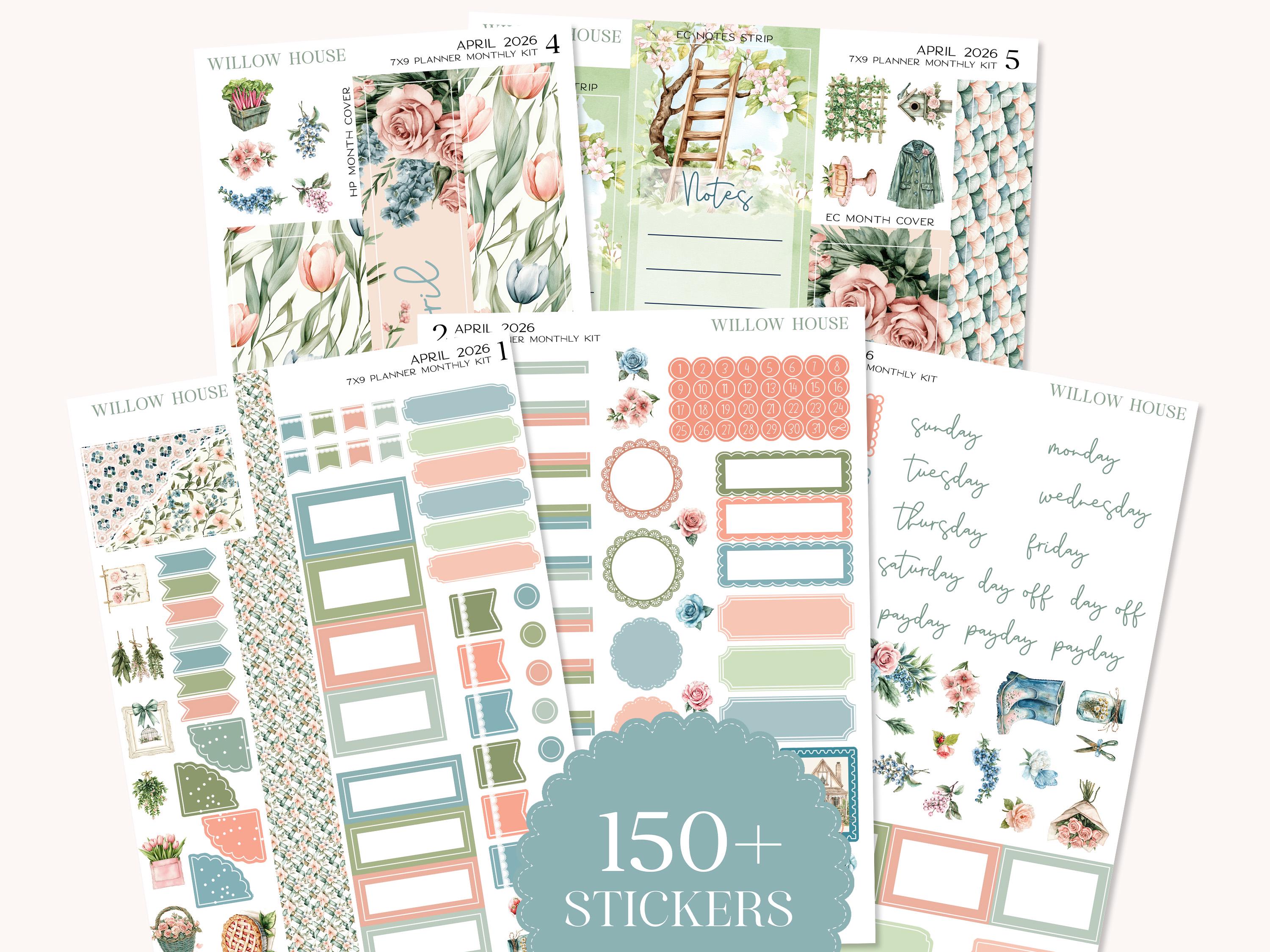 April 2026 7x9 Monthly Planner Sticker Kit – Erin Condren & Happy ...