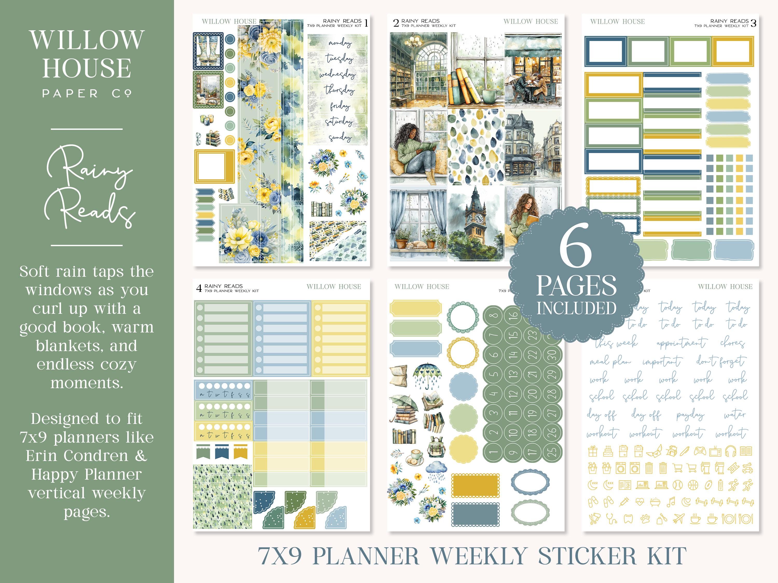 Rainy Reads 7x9 Weekly Planner Sticker Kit – Erin Condren & Happy ...