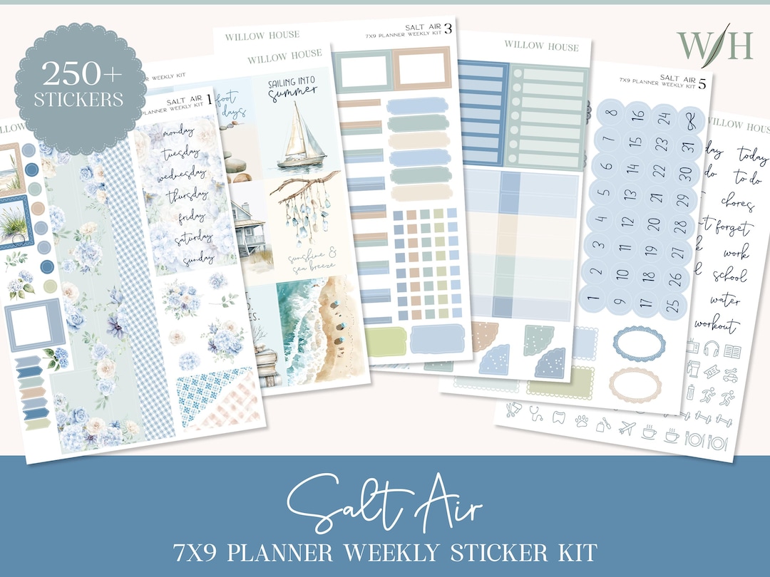 Salt Air 7x9 Weekly Planner Sticker Kit – Erin Condren & Happy Planner ...