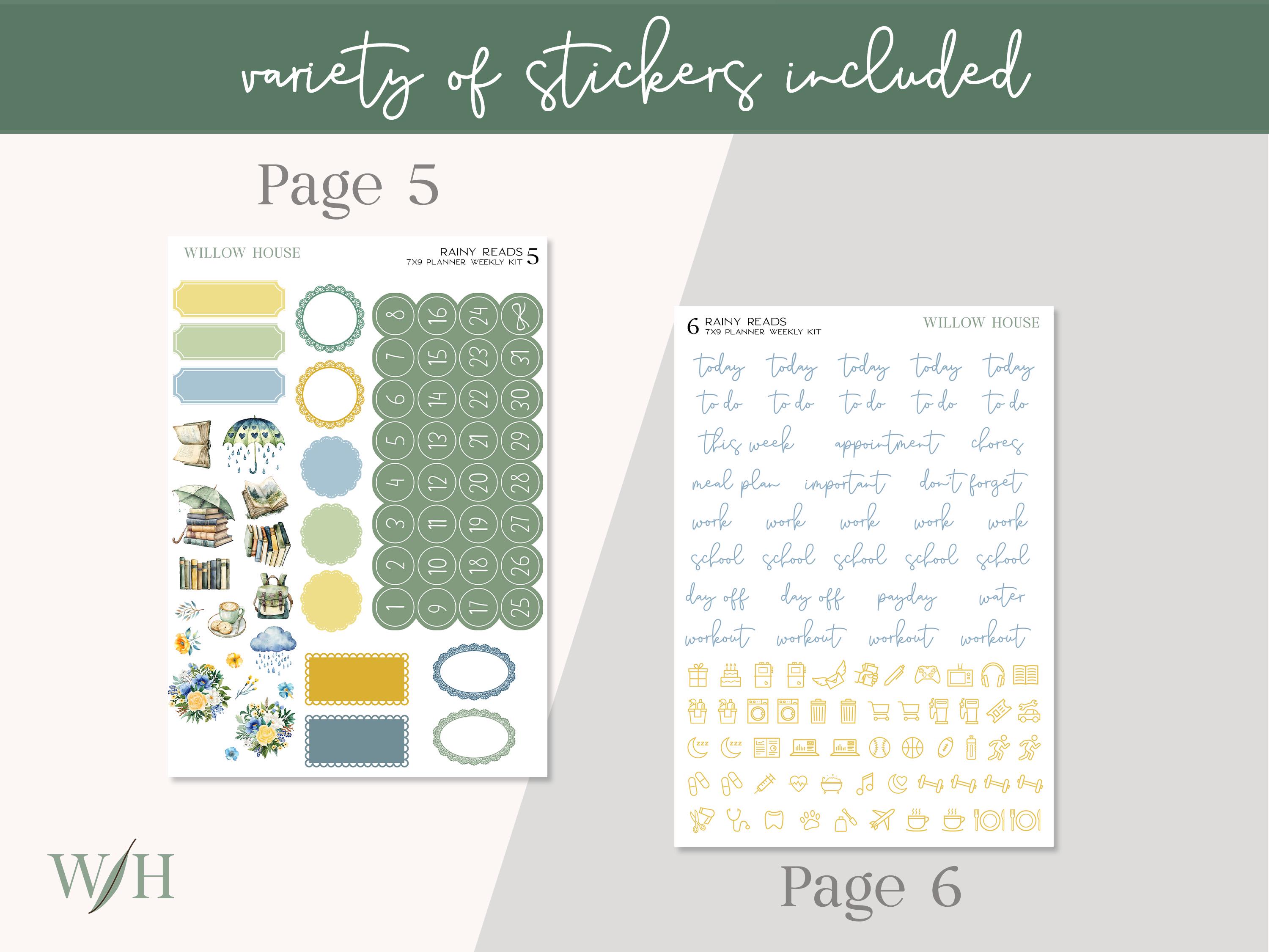 Rainy Reads 7x9 Weekly Planner Sticker Kit – Erin Condren & Happy ...