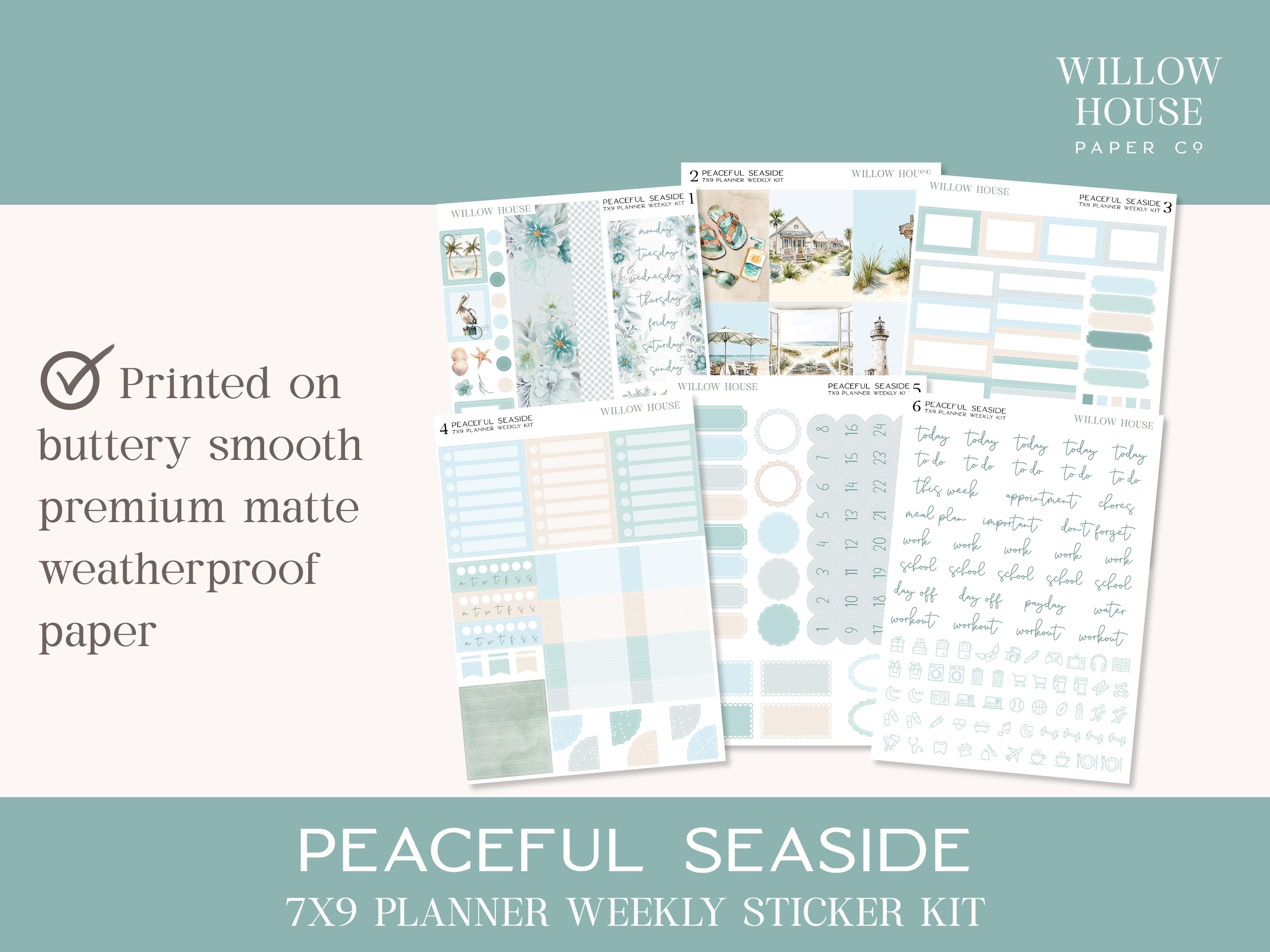 Peaceful Seaside 7x9 Weekly Planner Sticker Kit – Erin Condren & Happy ...