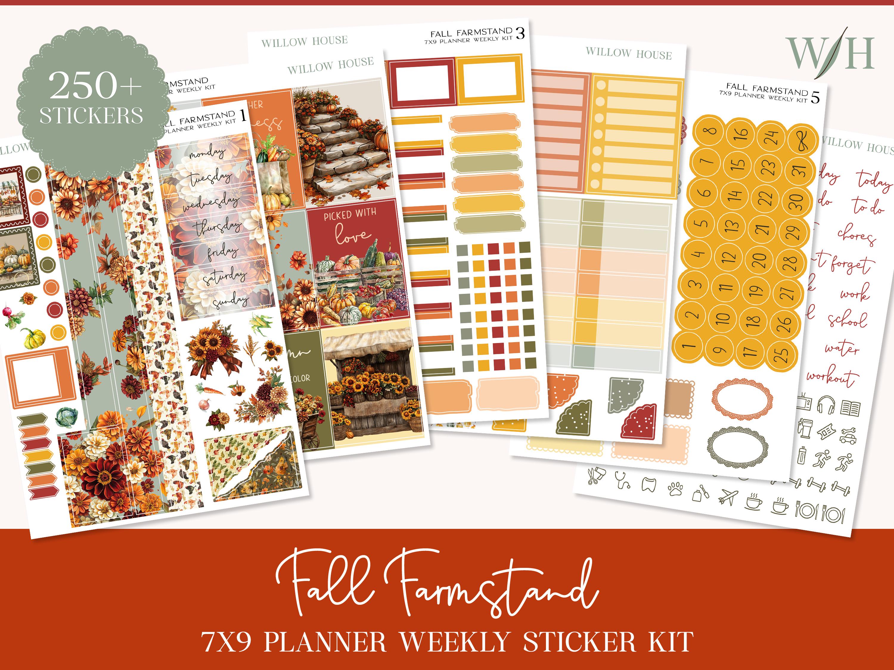 Fall Farmstand 7x9 Weekly Planner Sticker Kit – Erin Condren & Happy ...