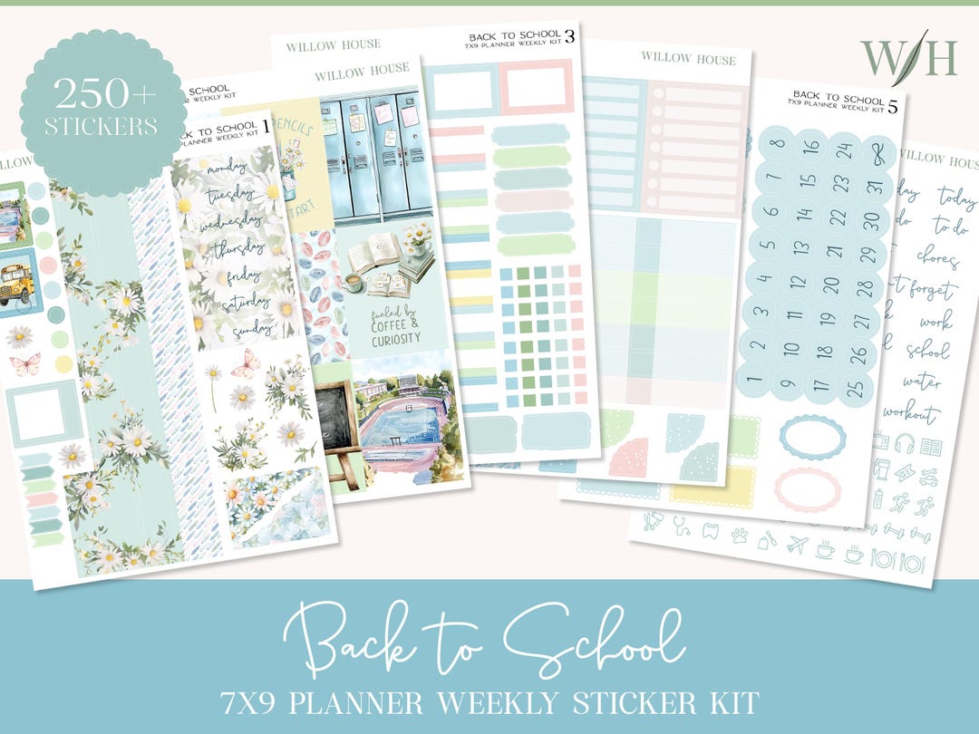 Back to School 7x9 Weekly Planner Sticker Kit – Erin Condren & Happy ...