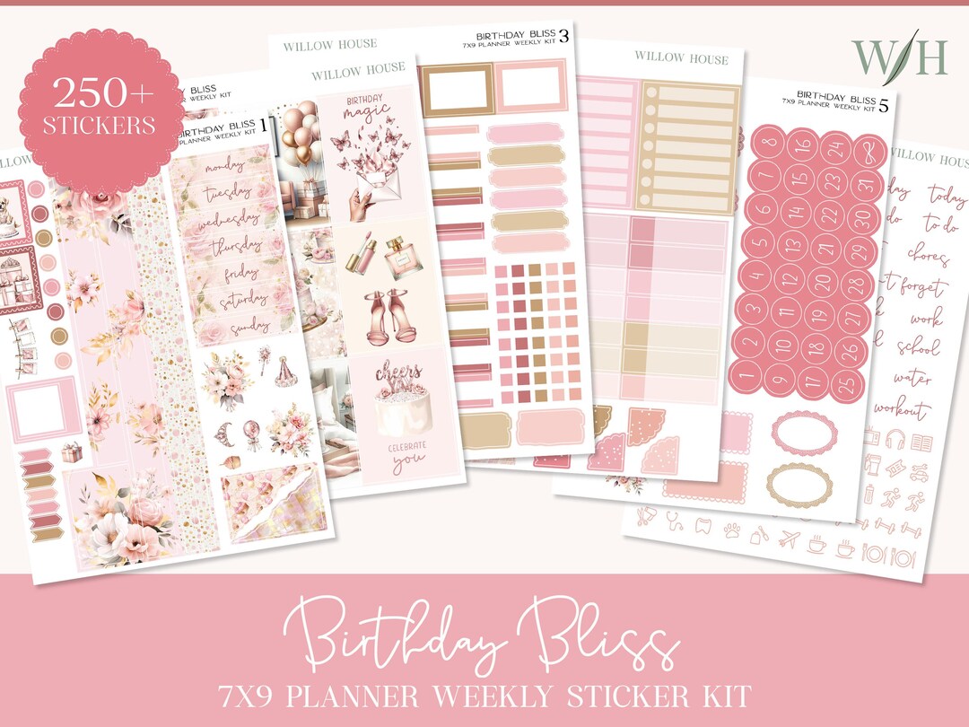 Birthday Bliss 7x9 Weekly Planner Sticker Kit – Erin Condren & Happy ...