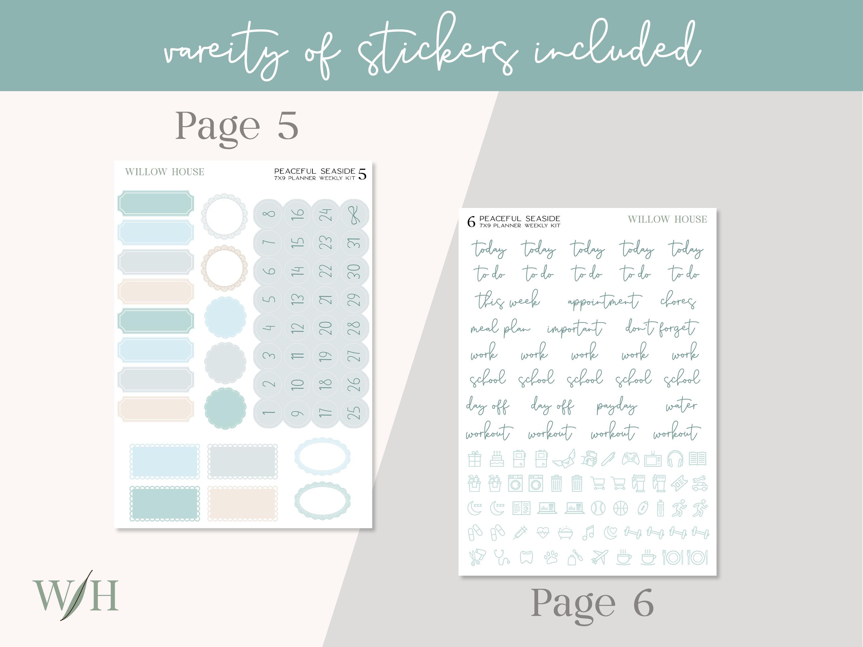 Peaceful Seaside 7x9 Weekly Planner Sticker Kit – Erin Condren & Happy ...