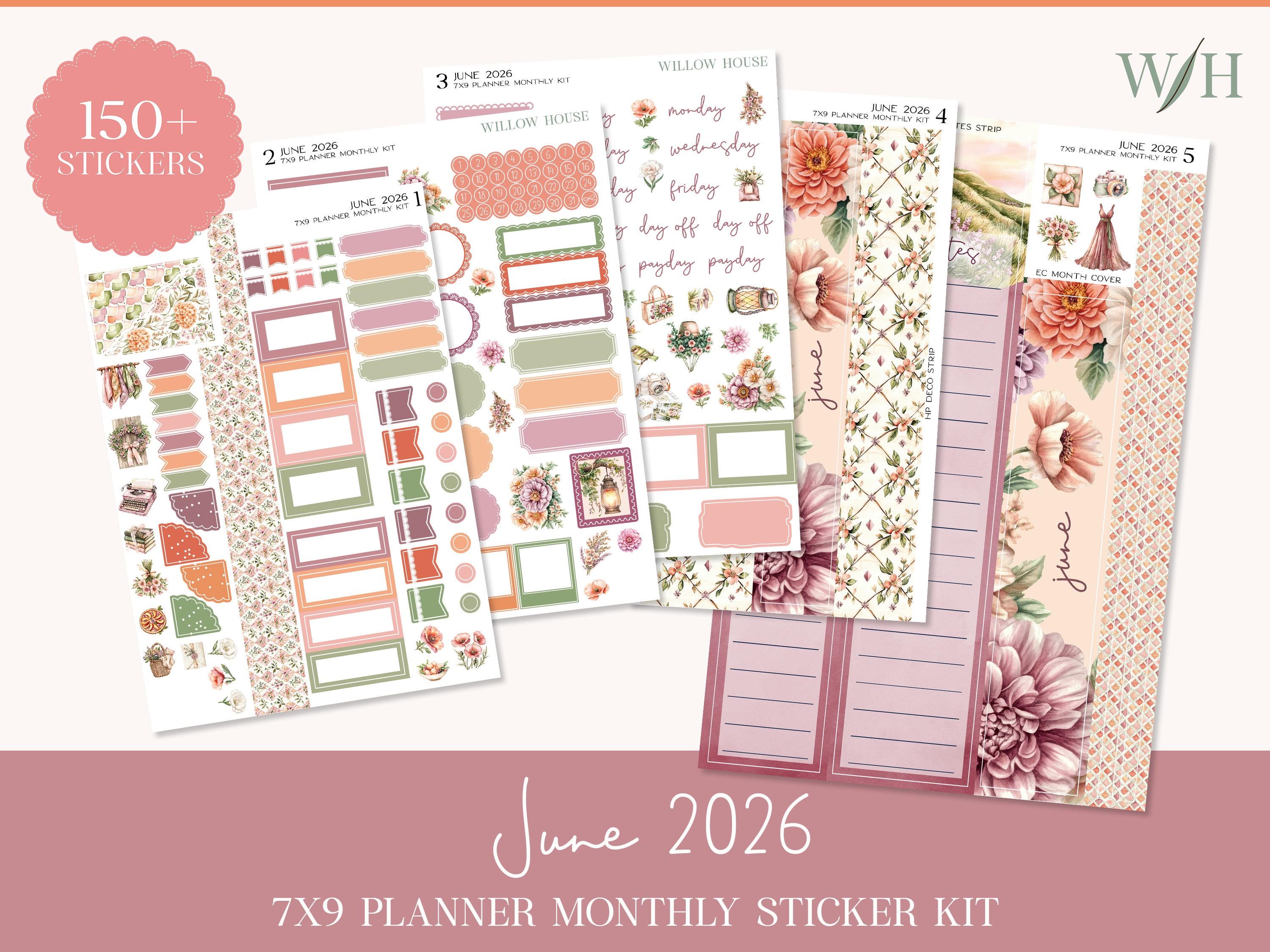 June 2026 7x9 Monthly Planner Sticker Kit – Erin Condren & Happy ...