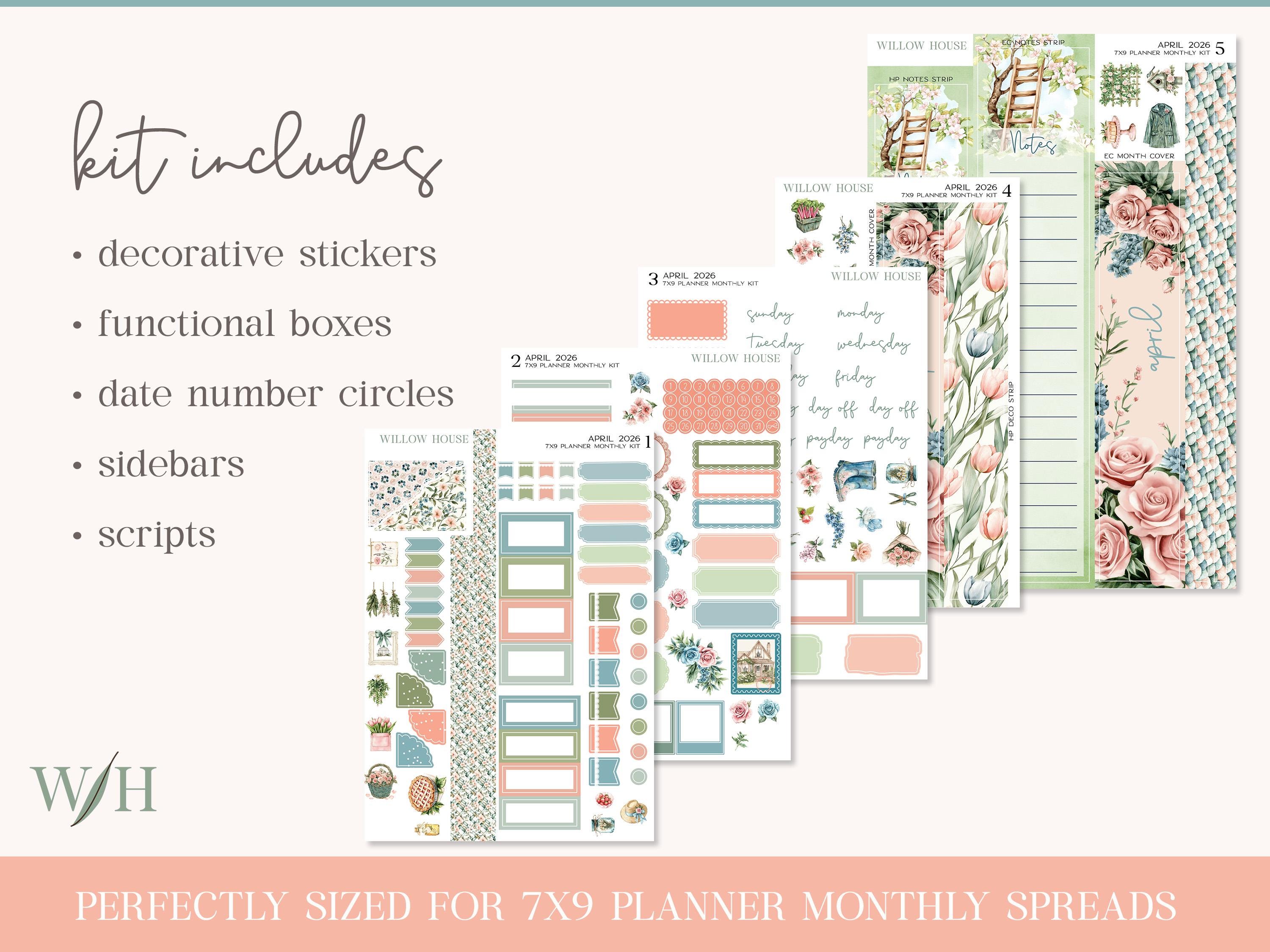 April 2026 7x9 Monthly Planner Sticker Kit – Erin Condren & Happy ...