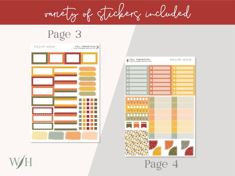 Fall Farmstand 7x9 Weekly Planner Sticker Kit – Erin Condren & Happy ...