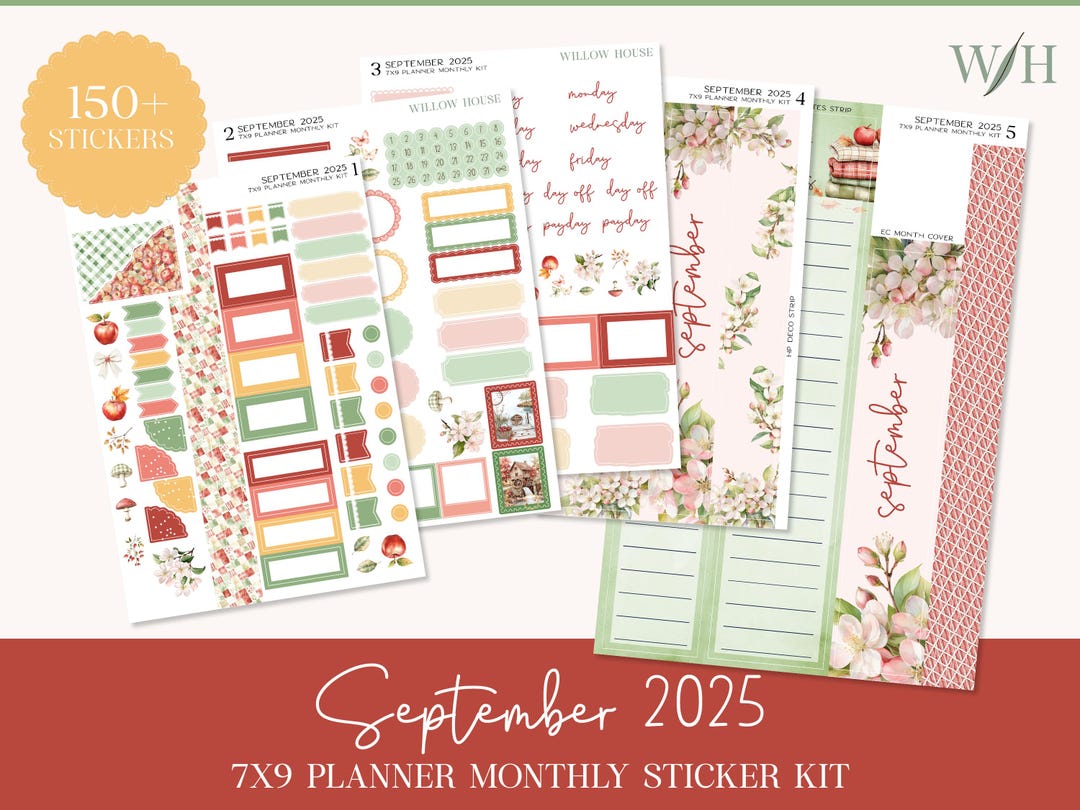 7x9 Monthly Planner Sticker Kit – September 2025 – Erin Condren & Happy ...