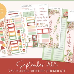 7x9 Monthly Planner Sticker Kit – September 2025 – Erin Condren & Happy Planner Vertical Stickers – Fall Apple Picking Theme