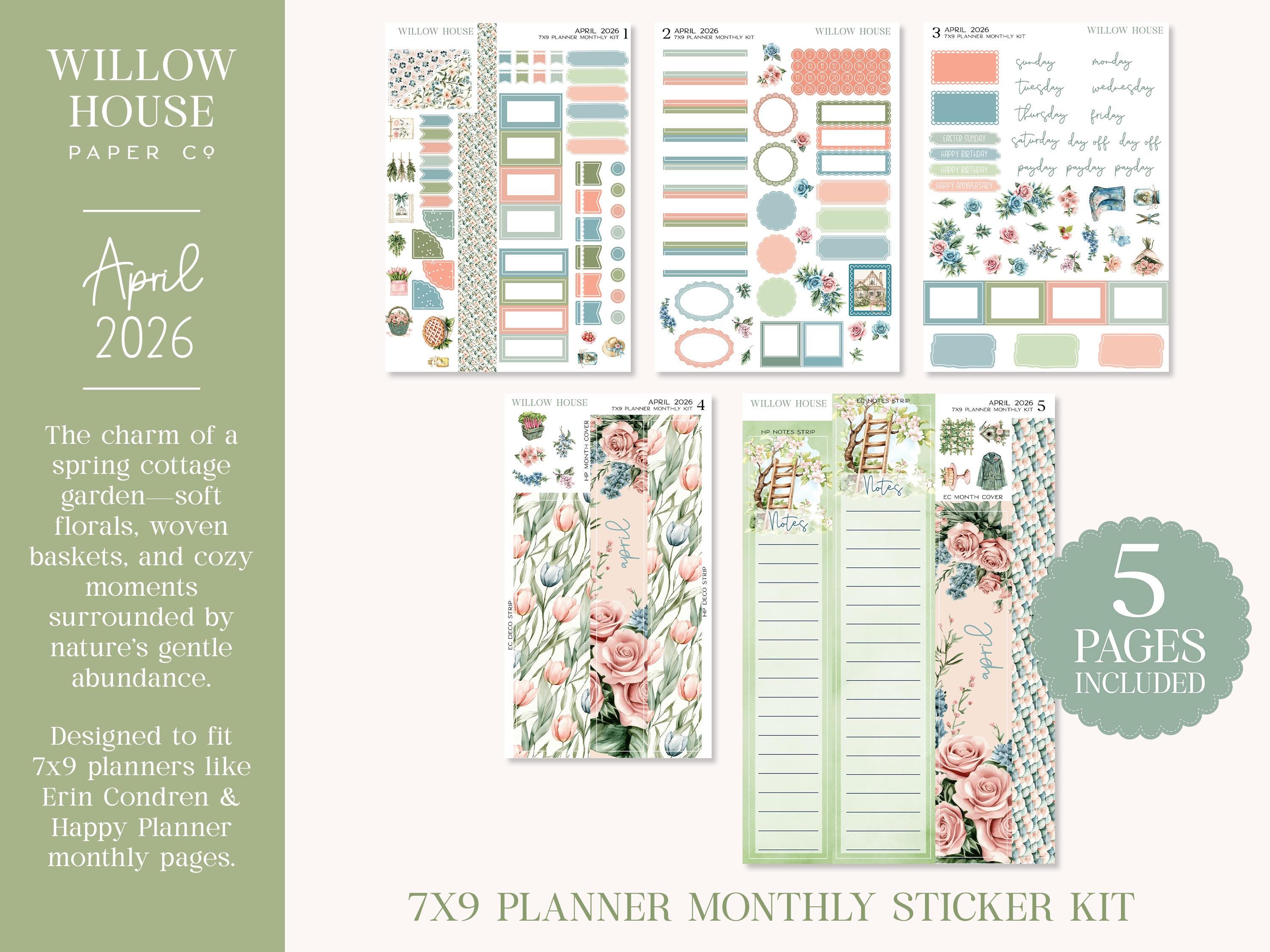 April 2026 7x9 Monthly Planner Sticker Kit – Erin Condren & Happy ...