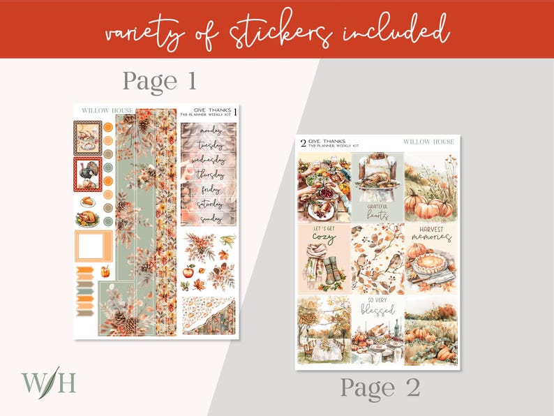 Give Thanks 7x9 Weekly Planner Sticker Kit – Erin Condren & Happy ...