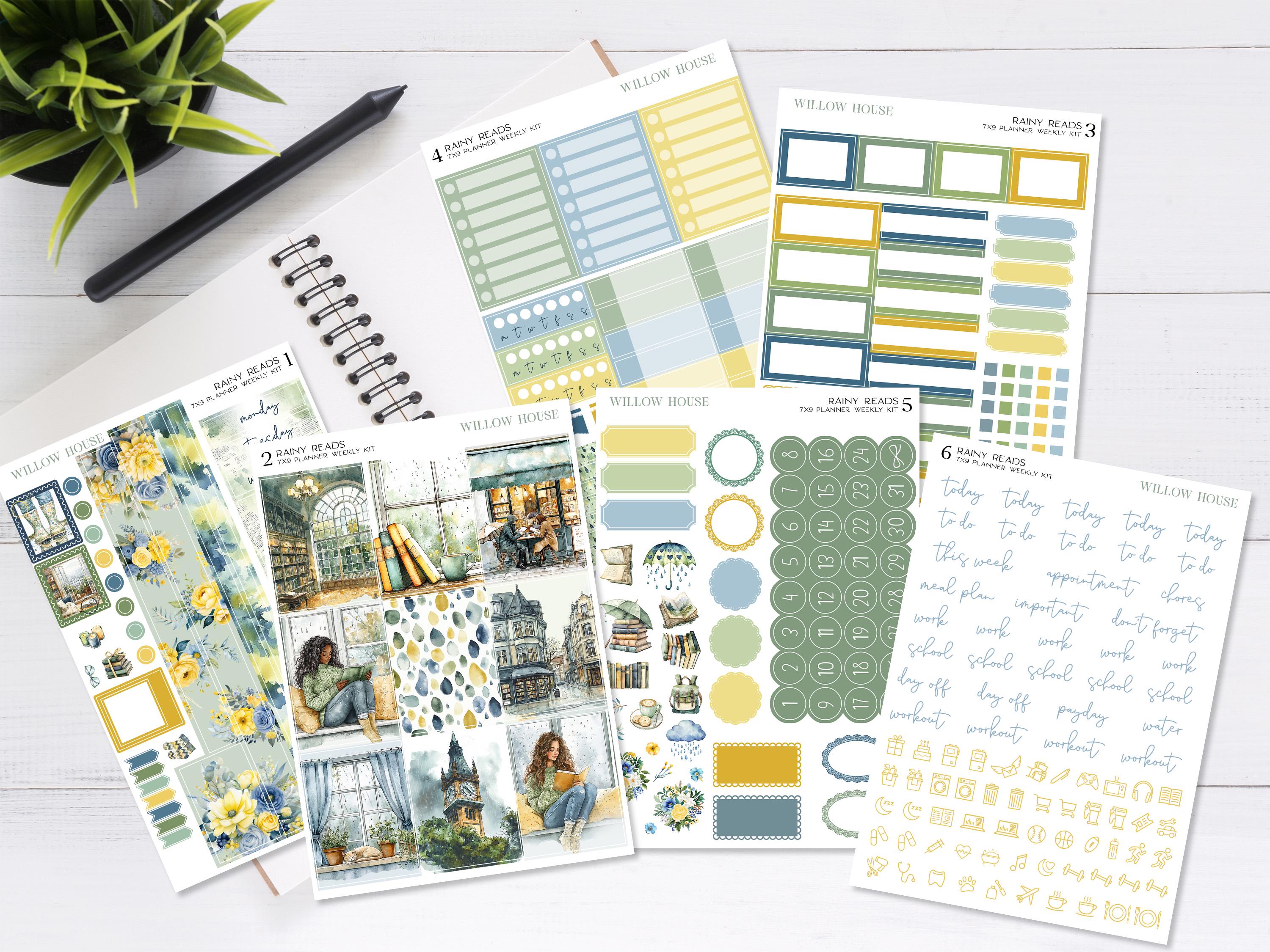 Rainy Reads 7x9 Weekly Planner Sticker Kit – Erin Condren & Happy ...