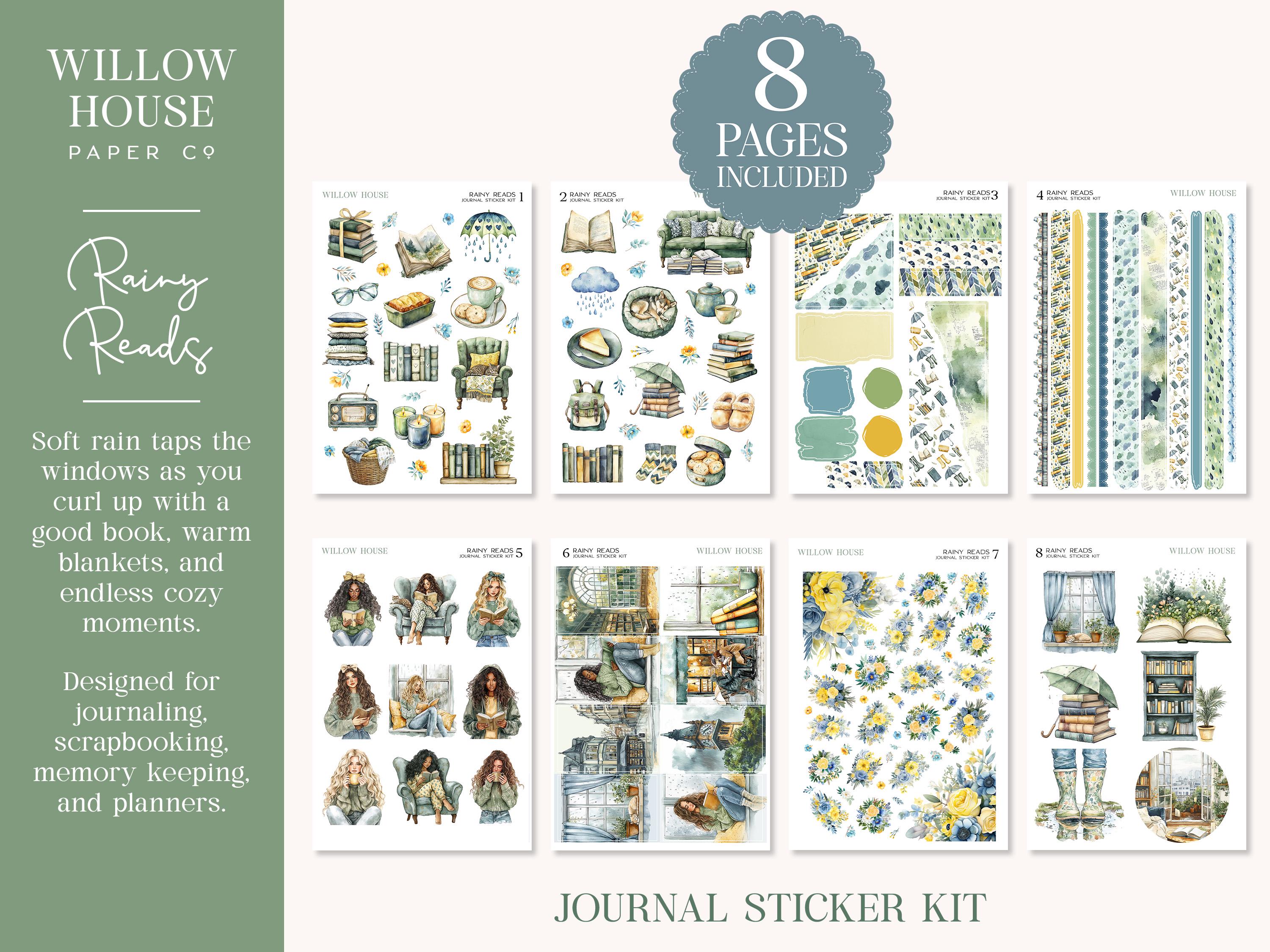 Rainy Reads Journal Sticker Kit – Decorative Stickers for Journaling ...