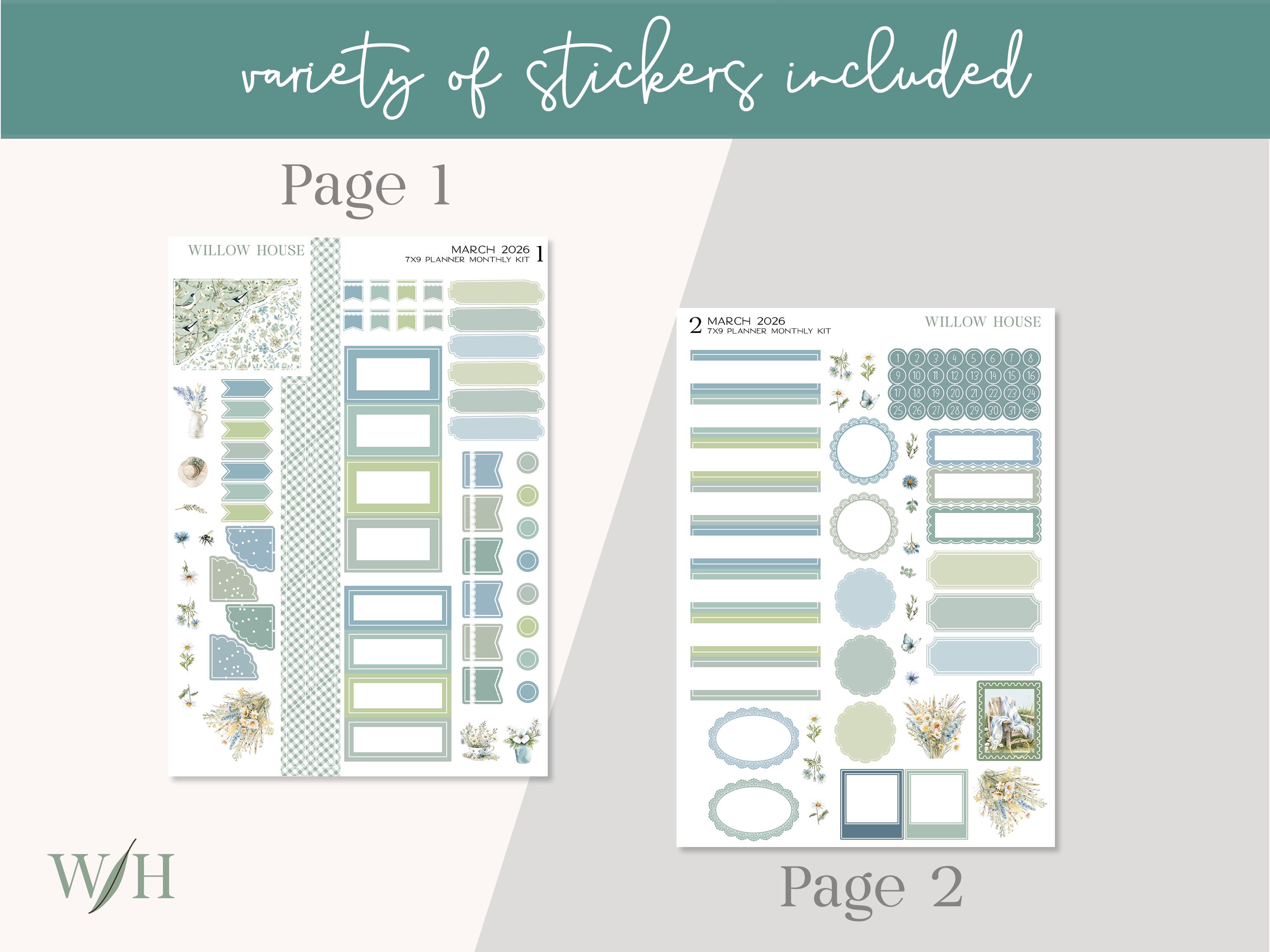 March 2026 7x9 Monthly Planner Sticker Kit – Erin Condren & Happy ...