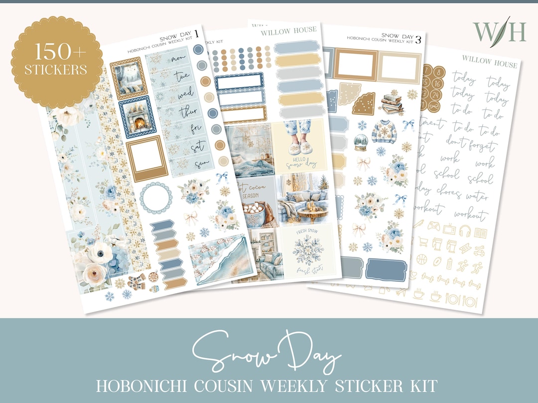 Snow Day Hobonichi Cousin Weekly Sticker Kit – Functional & Decorative ...