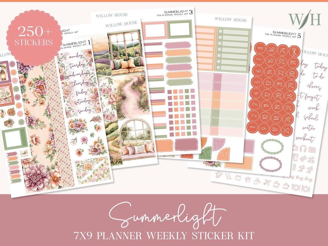 Summerlight 7x9 Weekly Planner Sticker Kit – Erin Condren & Happy ...