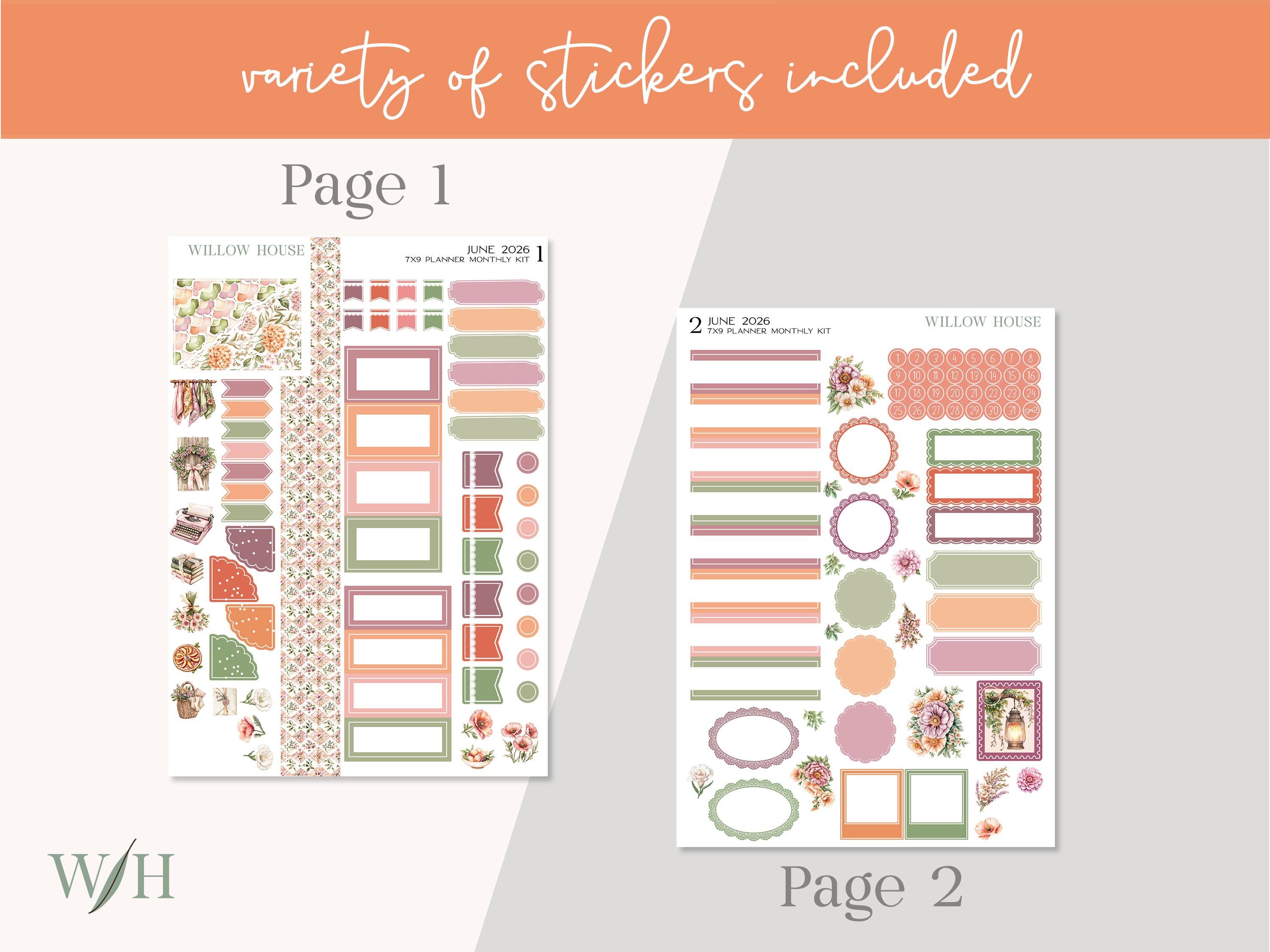 June 2026 7x9 Monthly Planner Sticker Kit – Erin Condren & Happy ...