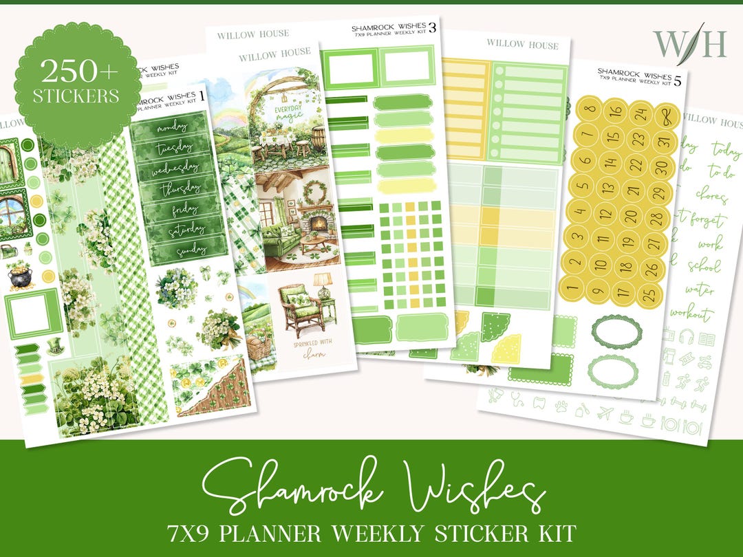 Shamrock Wishes 7x9 Weekly Planner Sticker Kit – Erin Condren & Happy ...