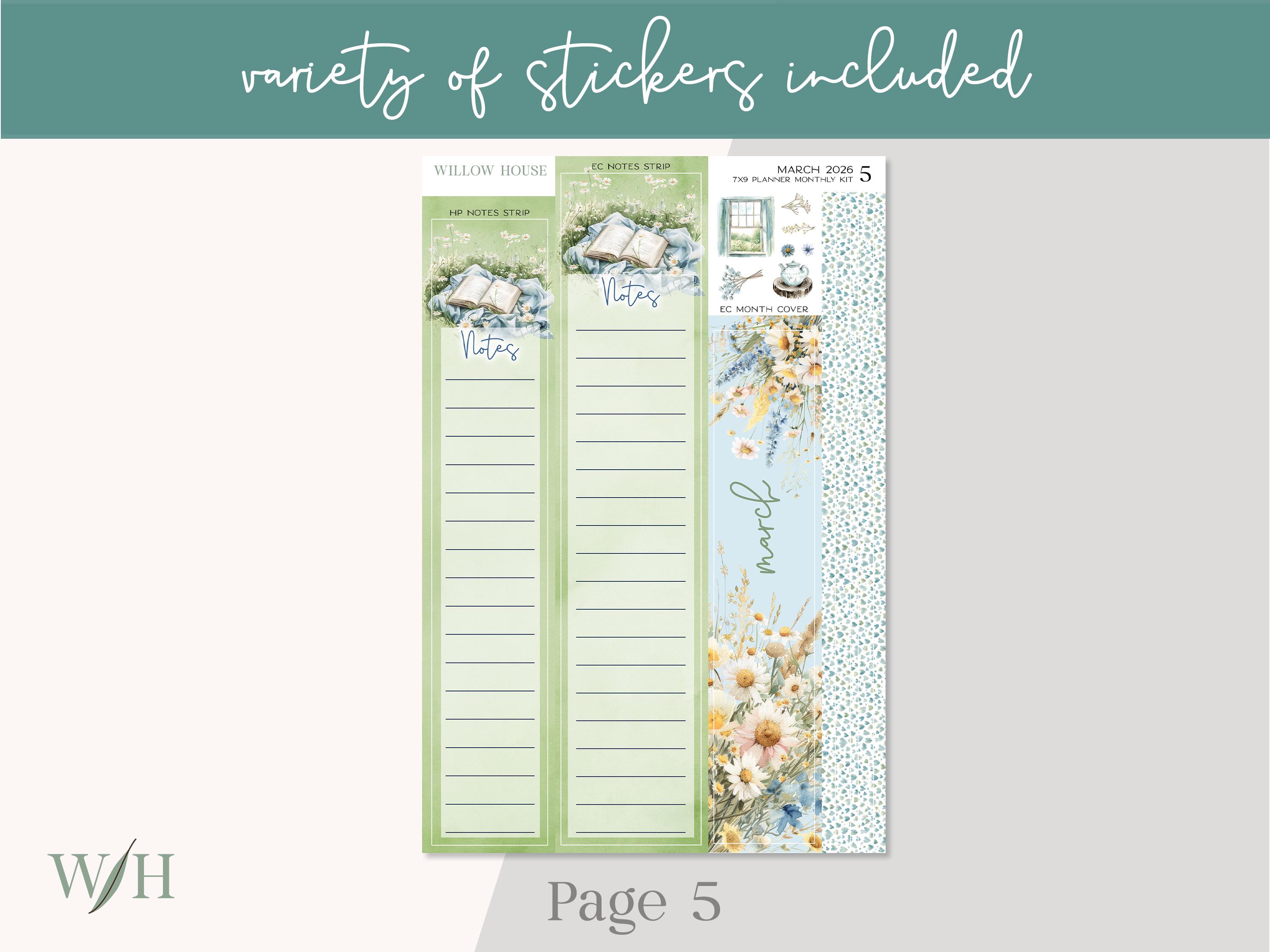 March 2026 7x9 Monthly Planner Sticker Kit – Erin Condren & Happy ...