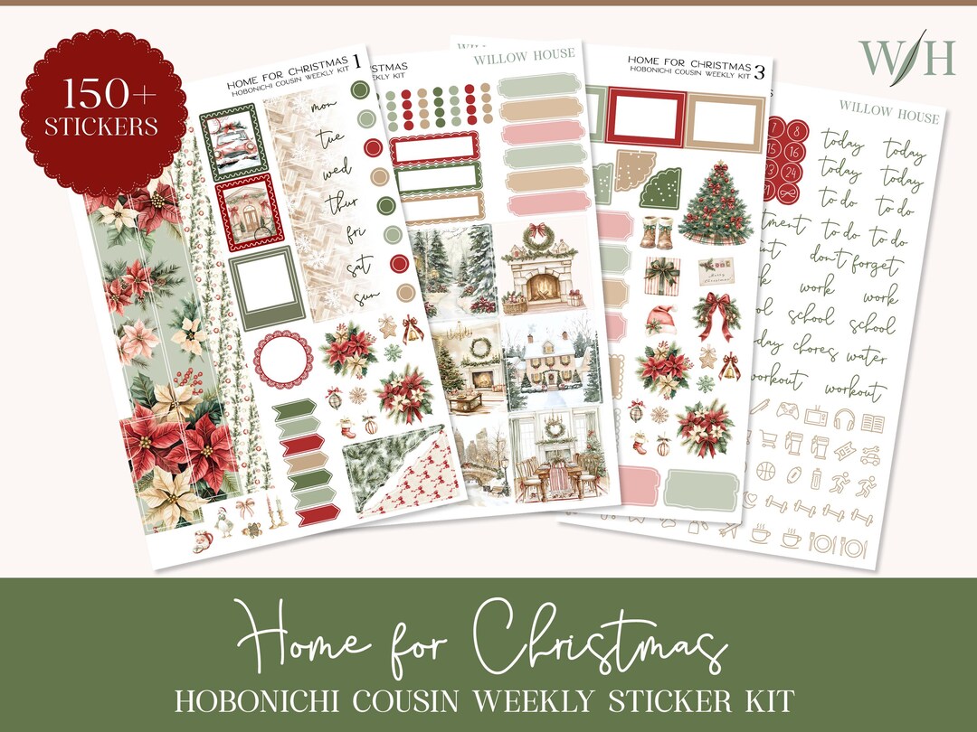 Home for Christmas Hobonichi Cousin Weekly Sticker Kit – Functional ...