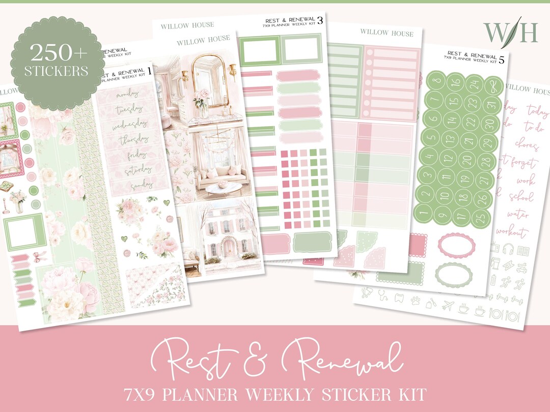 Rest and Renewal 7x9 Weekly Planner Sticker Kit – Erin Condren & Happy ...