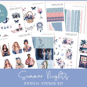Journal Sticker Kit – Summer Nights – Watercolor Decorative Stickers for Journaling, Scrapbooking & Planning – Magical Summer Evening Theme