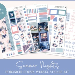 Hobonichi Cousin Weekly Sticker Kit – Summer Nights – Functional & Decorative Stickers – Magical Summer Evening Theme
