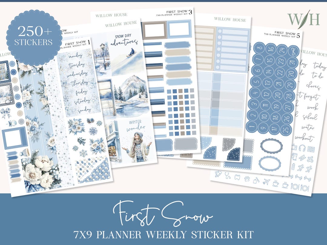 First Snow 7x9 Weekly Planner Sticker Kit – Erin Condren & Happy ...