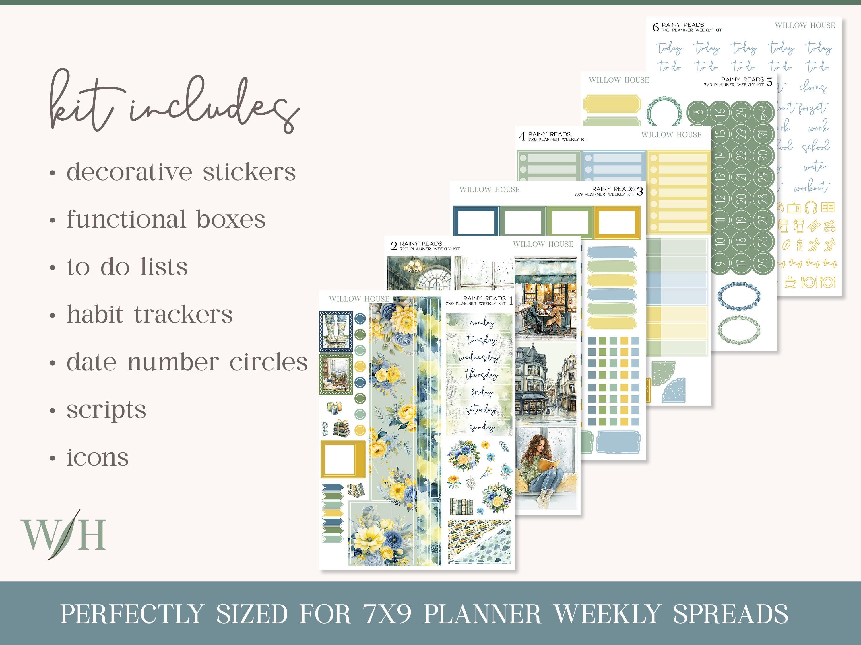 Rainy Reads 7x9 Weekly Planner Sticker Kit – Erin Condren & Happy ...