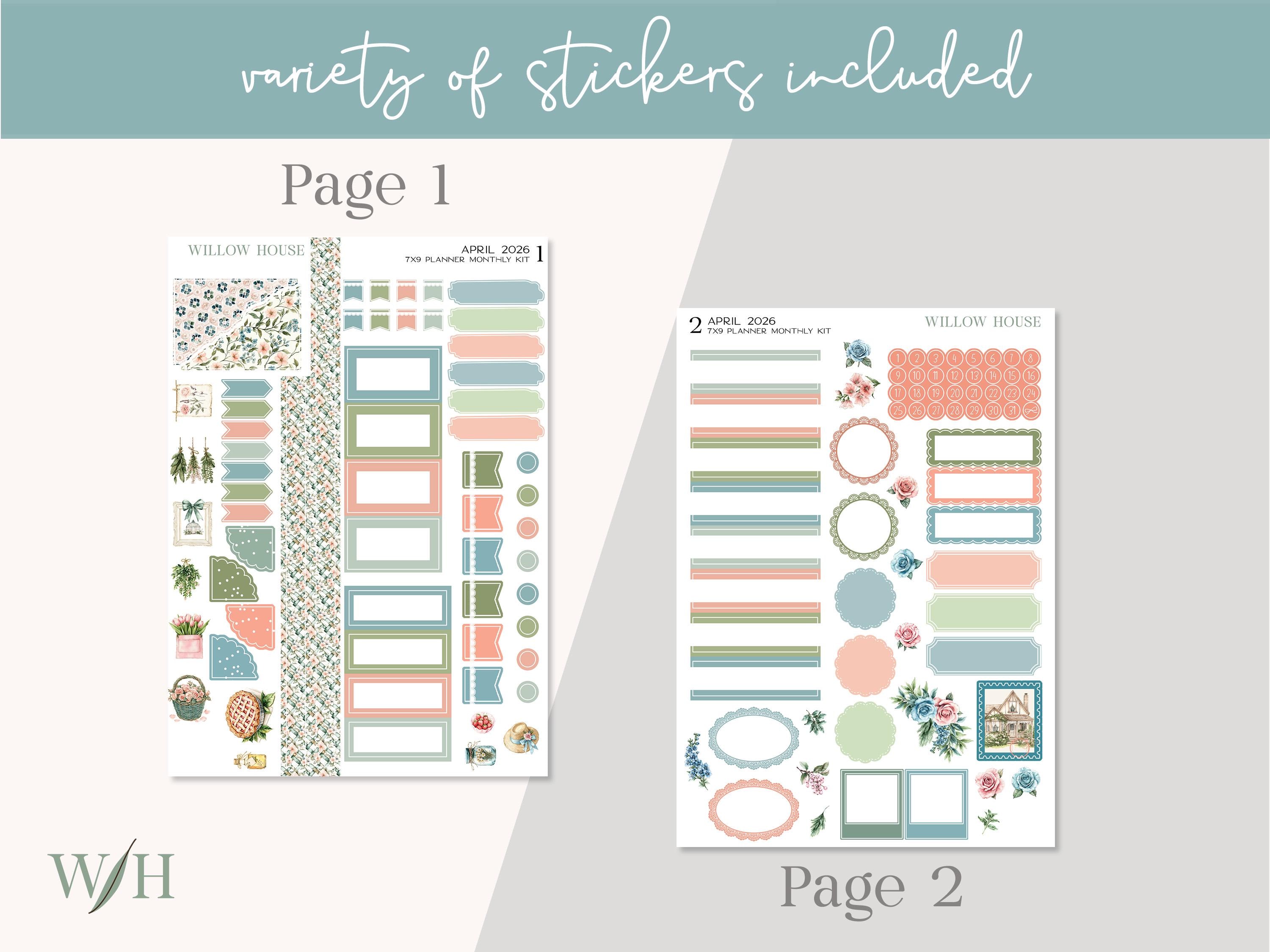 April 2026 7x9 Monthly Planner Sticker Kit – Erin Condren & Happy ...