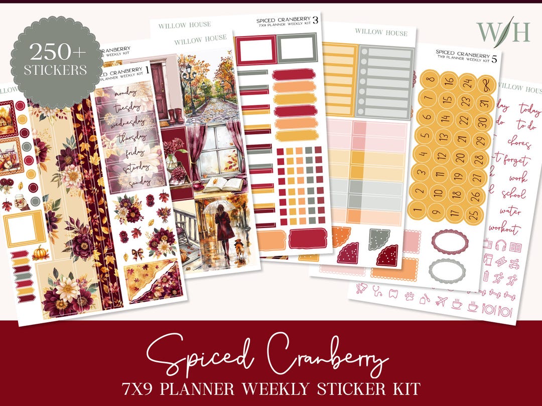 Spiced Cranberry 7x9 Weekly Planner Sticker Kit – Erin Condren & Happy ...