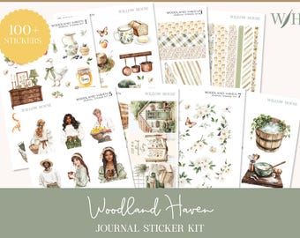 Woodland Haven Hobonichi Cousin Weekly Sticker Kit – Functional & Decorative Stickers – Fall Cottagecore Theme