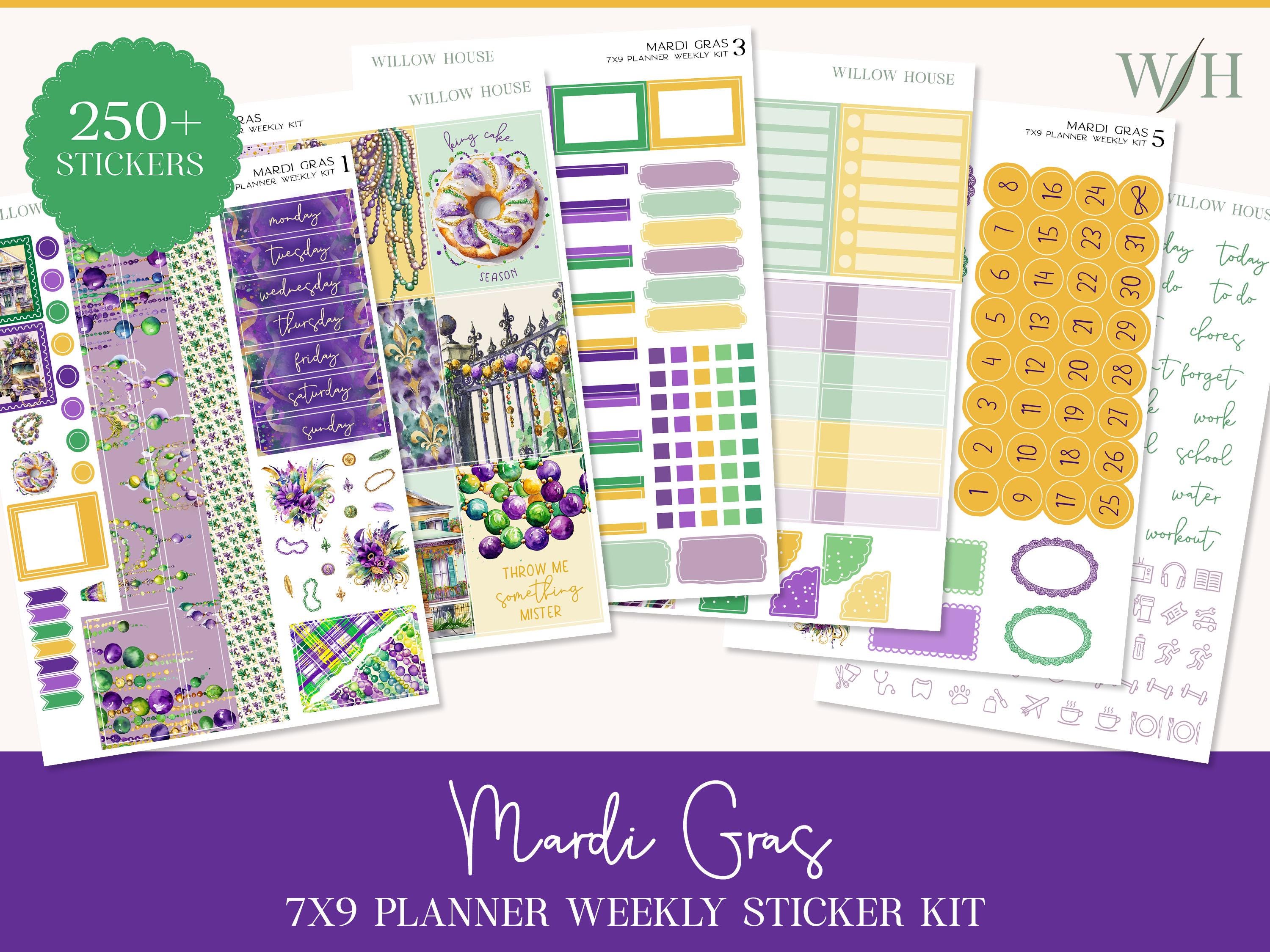 Mardi Gras 7x9 Weekly Planner Sticker Kit – Erin Condren & Happy ...