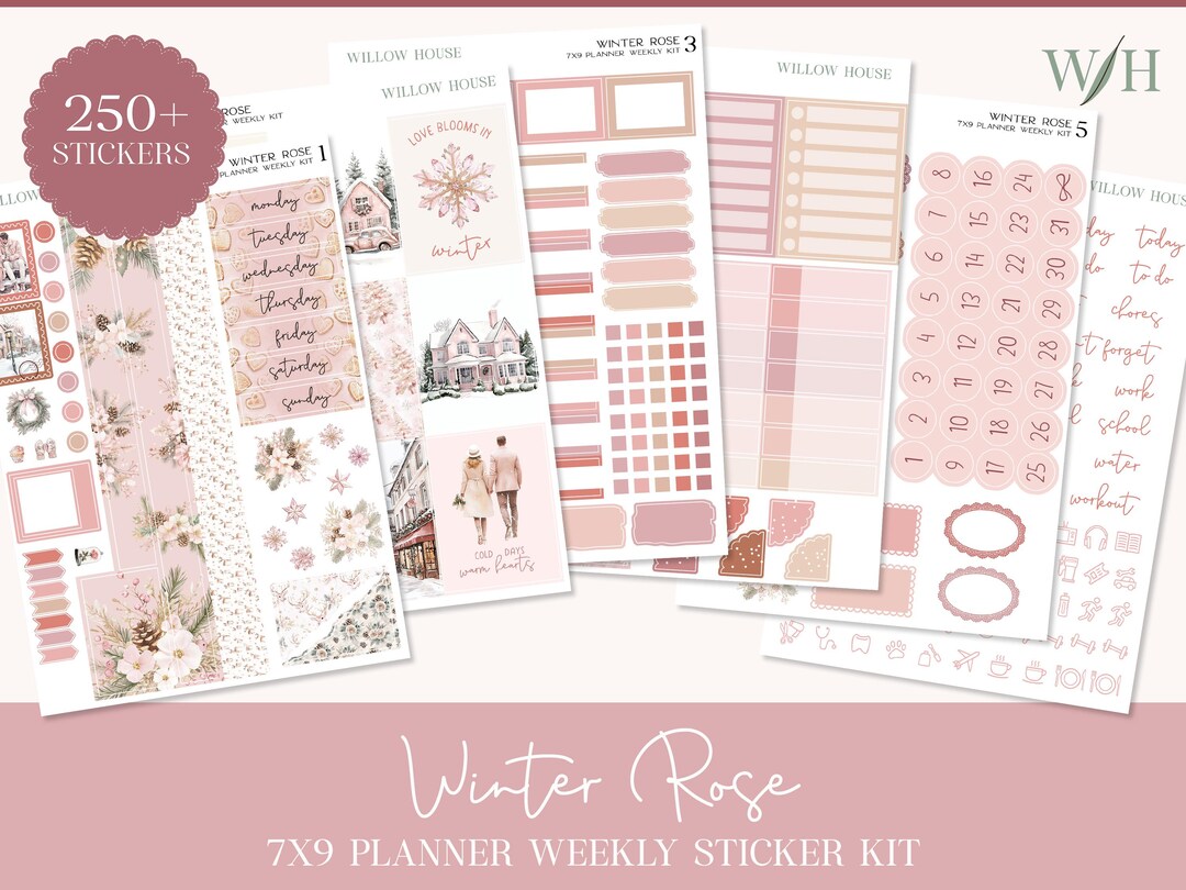 Winter Rose 7x9 Weekly Planner Sticker Kit – Erin Condren & Happy ...