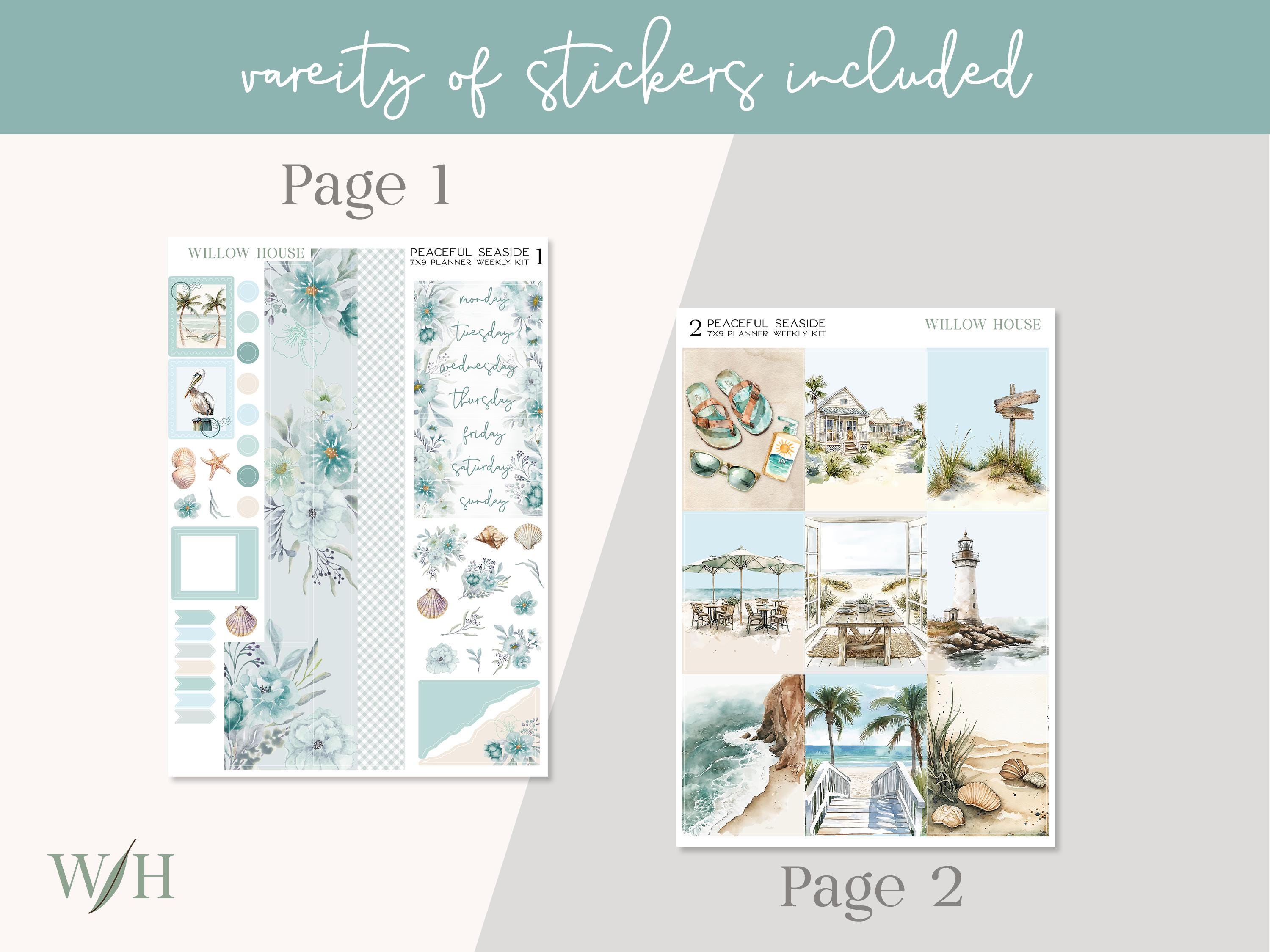 Peaceful Seaside 7x9 Weekly Planner Sticker Kit – Erin Condren & Happy ...