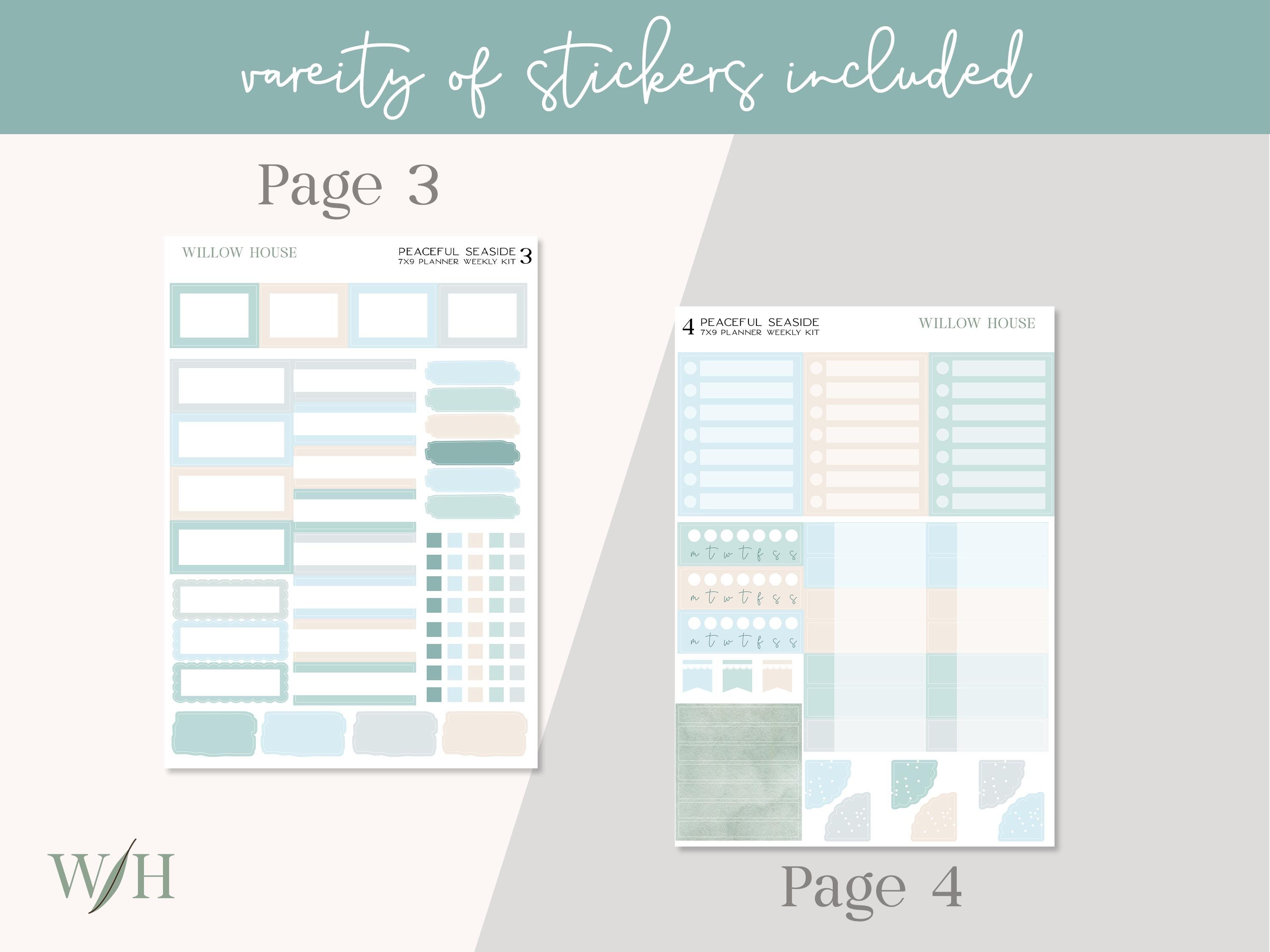 Peaceful Seaside 7x9 Weekly Planner Sticker Kit – Erin Condren & Happy ...